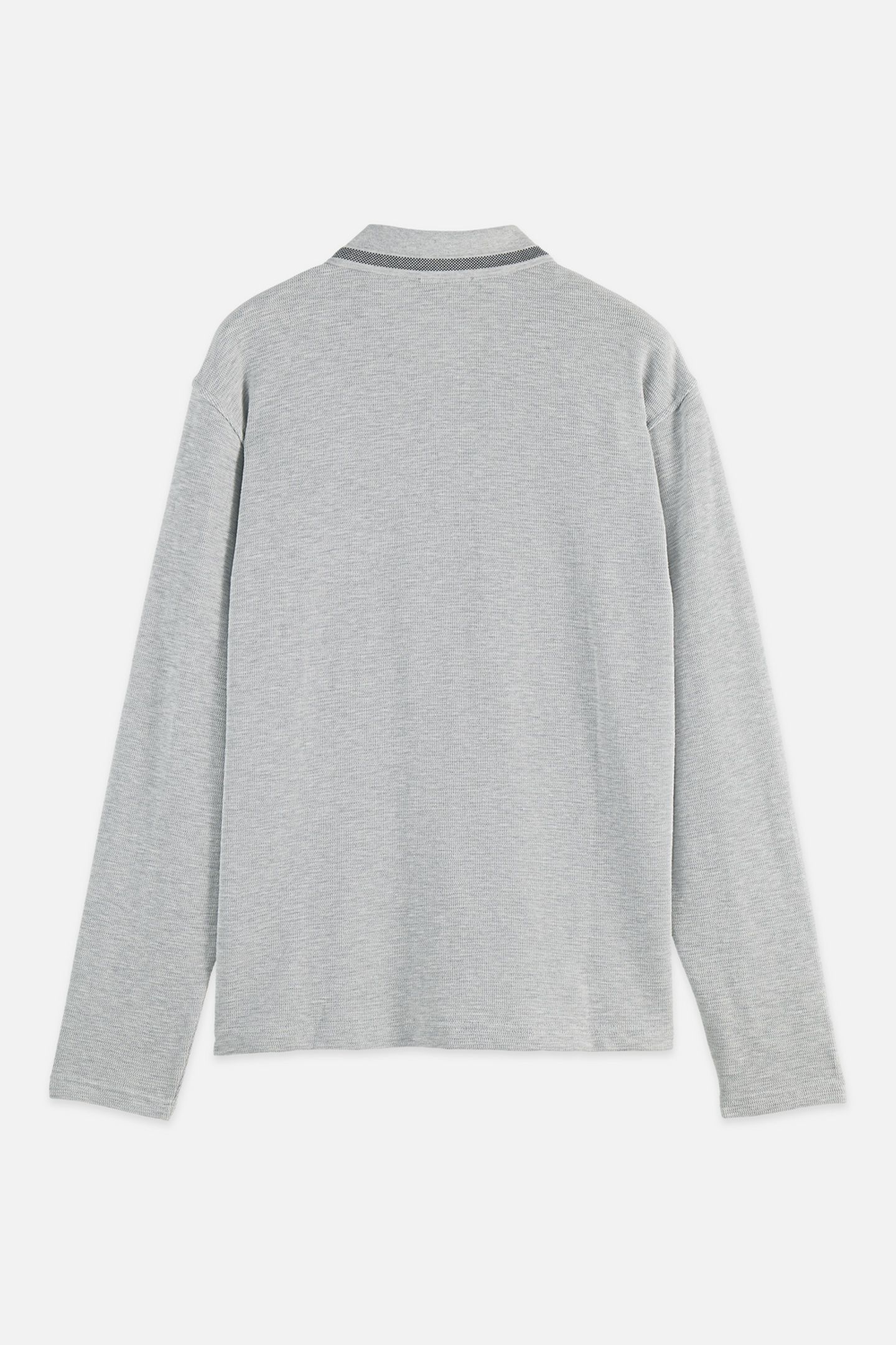 STRUCTURED RELAXED-FIT LONG-SLEEVED POLO LIGHT PASTEL GREY 5
