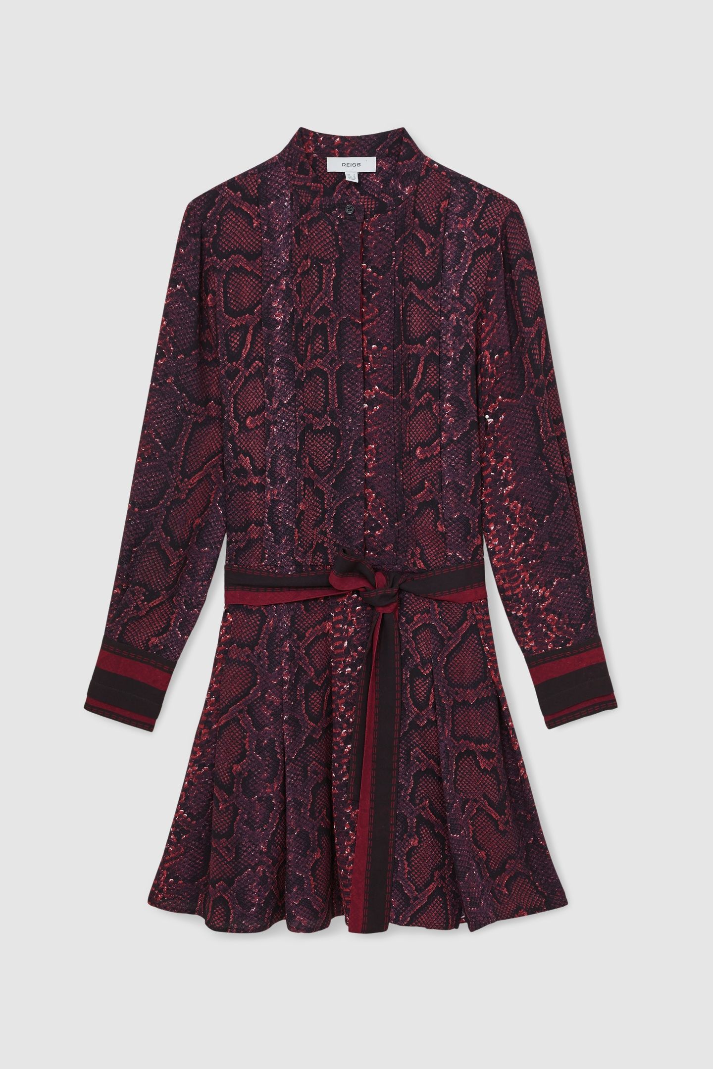 SNAKE PRINT FLIPPY DRESS BURGUNDY/BLACK 4