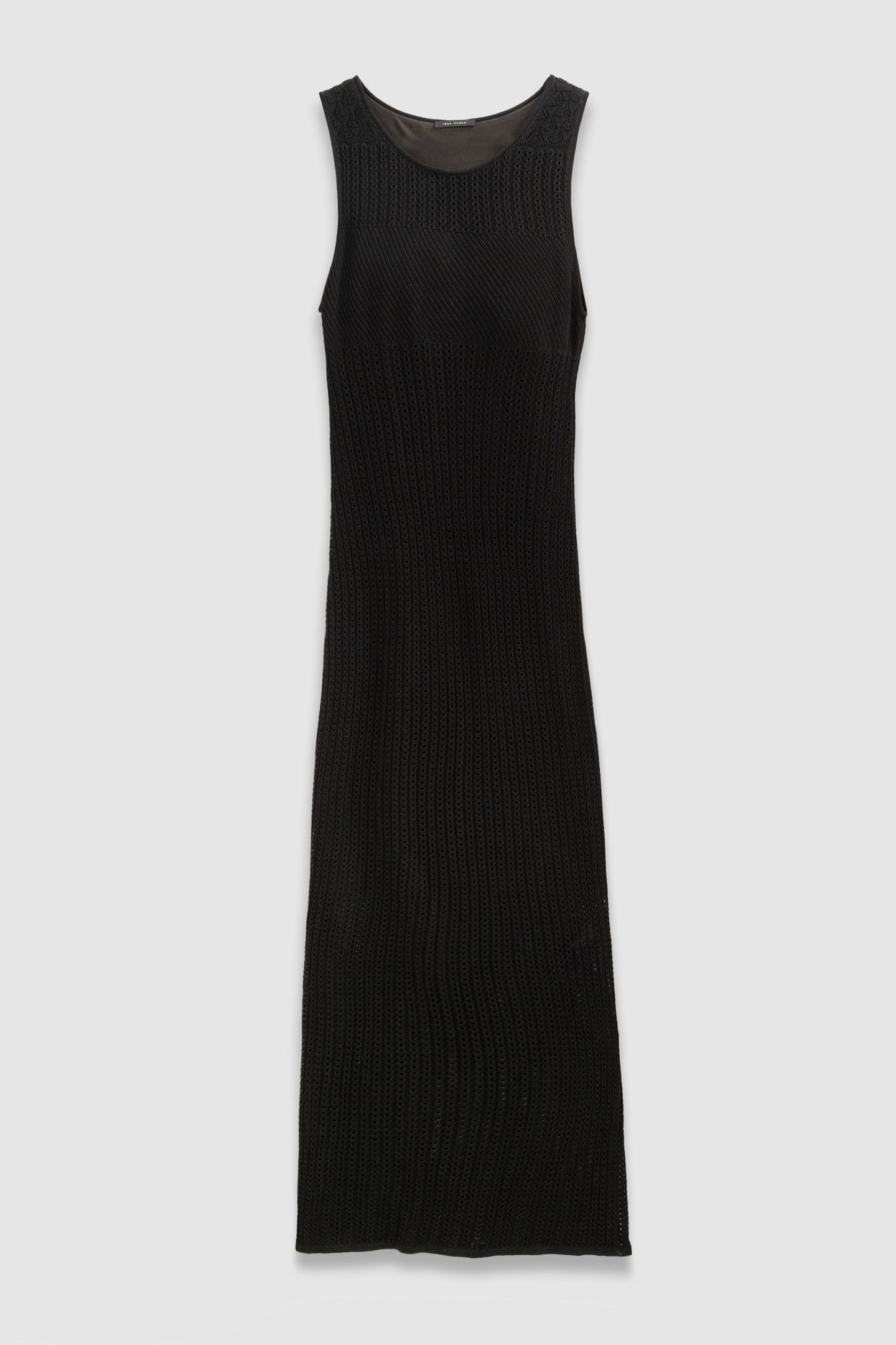 BLACK OPENWORK KNIT MIDI-LENGTH TUBE DRESS 4