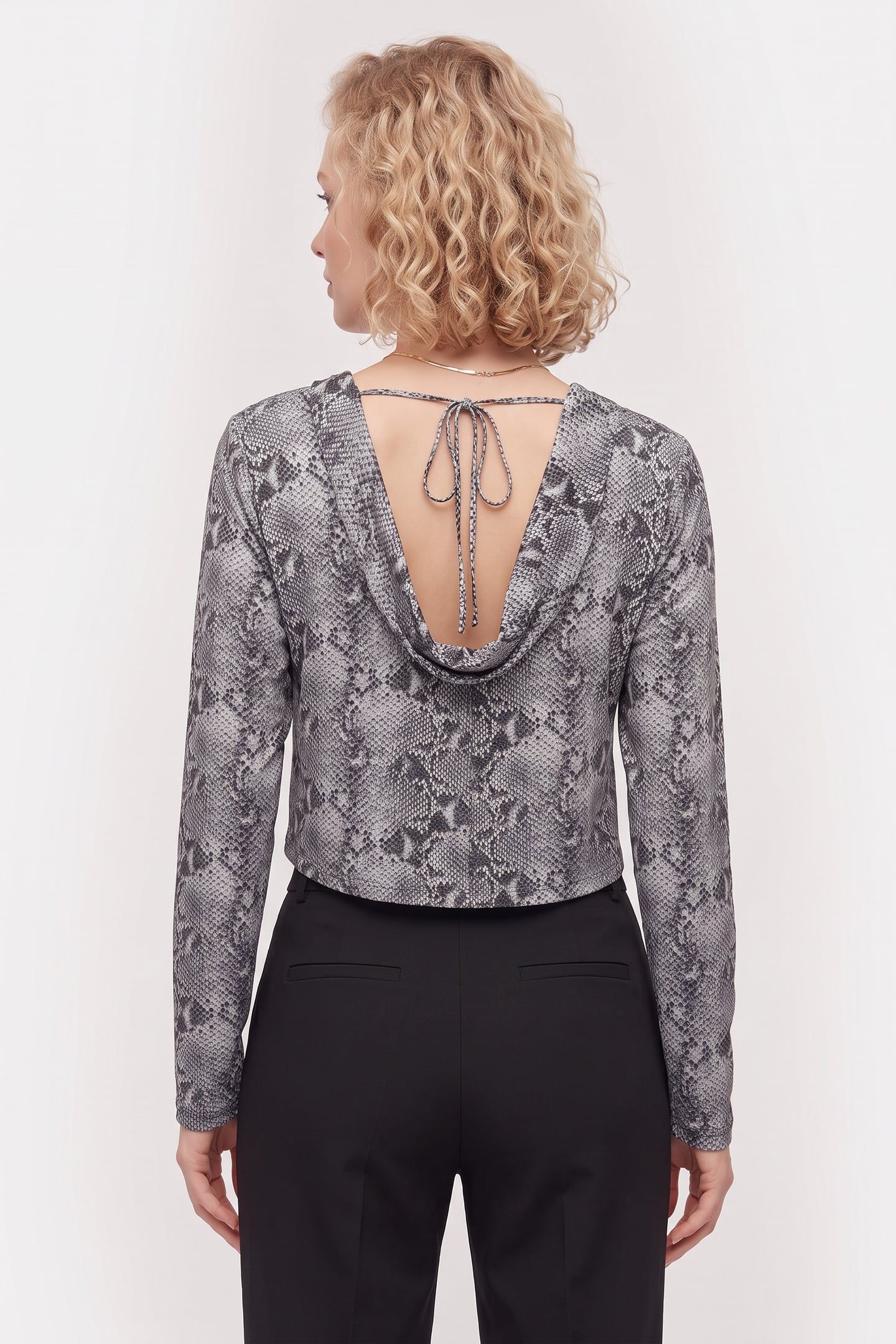 PYTHON DRAPE BACK ECRU/WETGREY/BLACK 2
