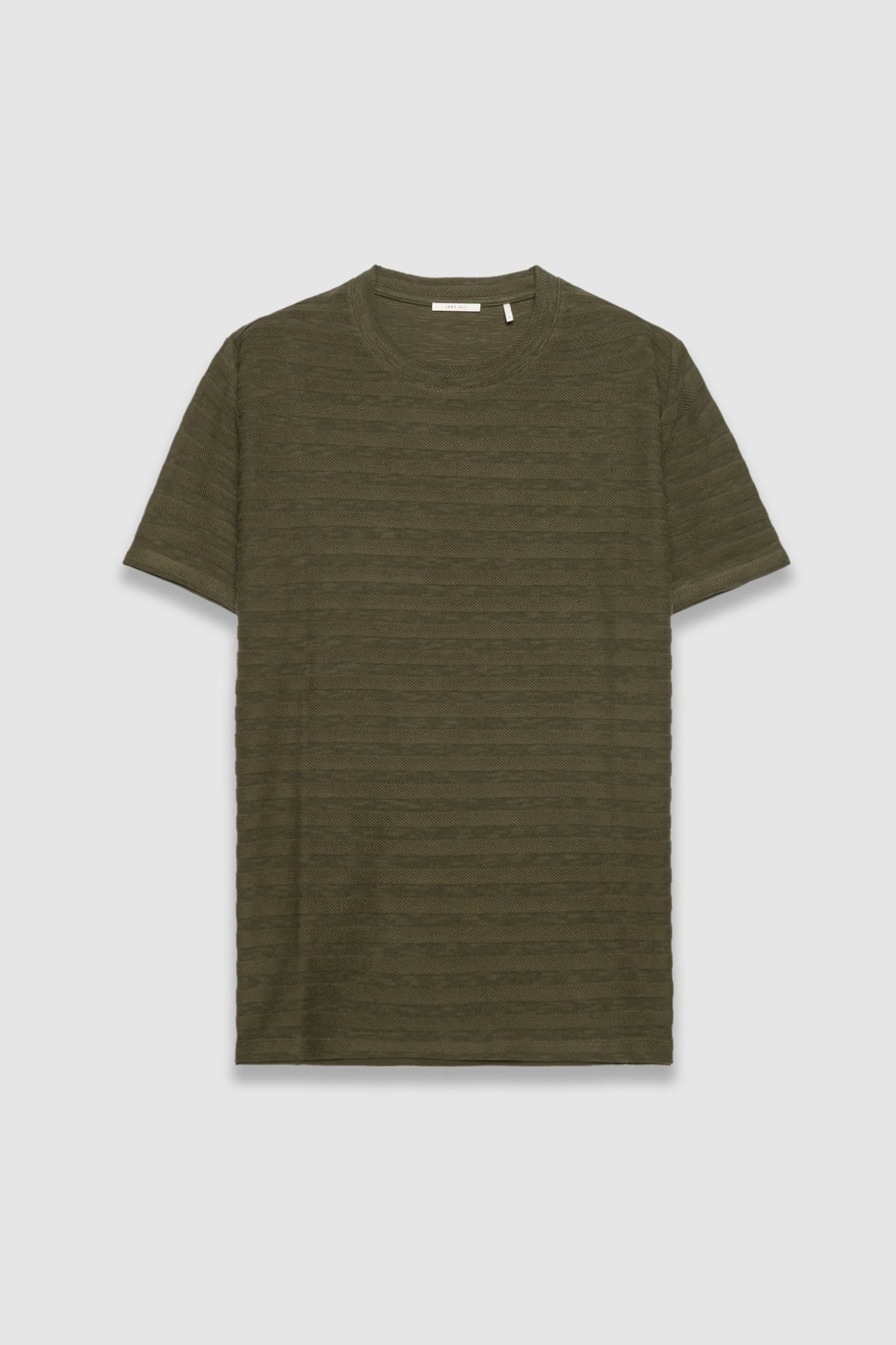 DARK KHAKI TERRY STRIPED PATTERN TEE-SHIRT 4
