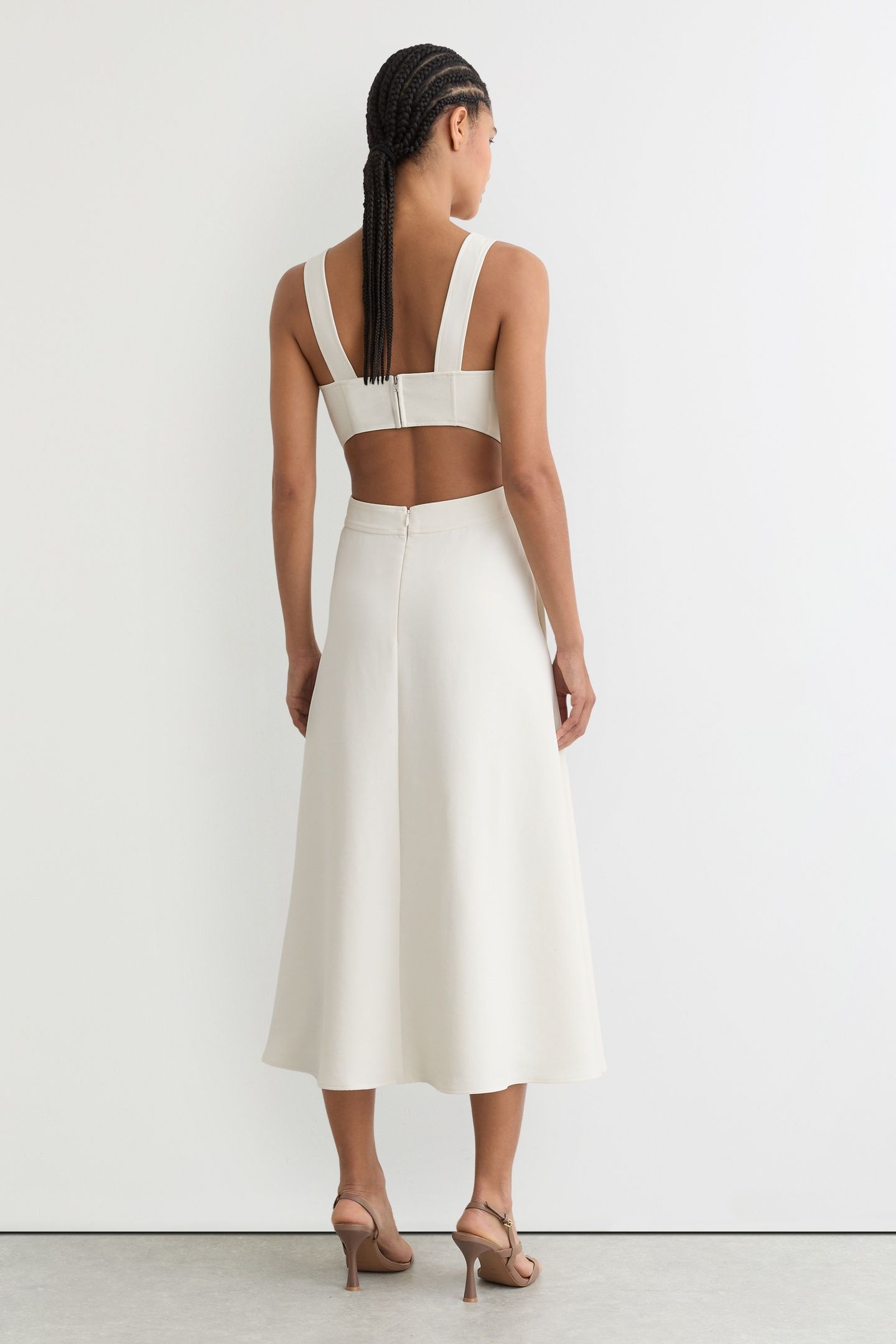 WAISTED MIDI DRESS IVORY 3