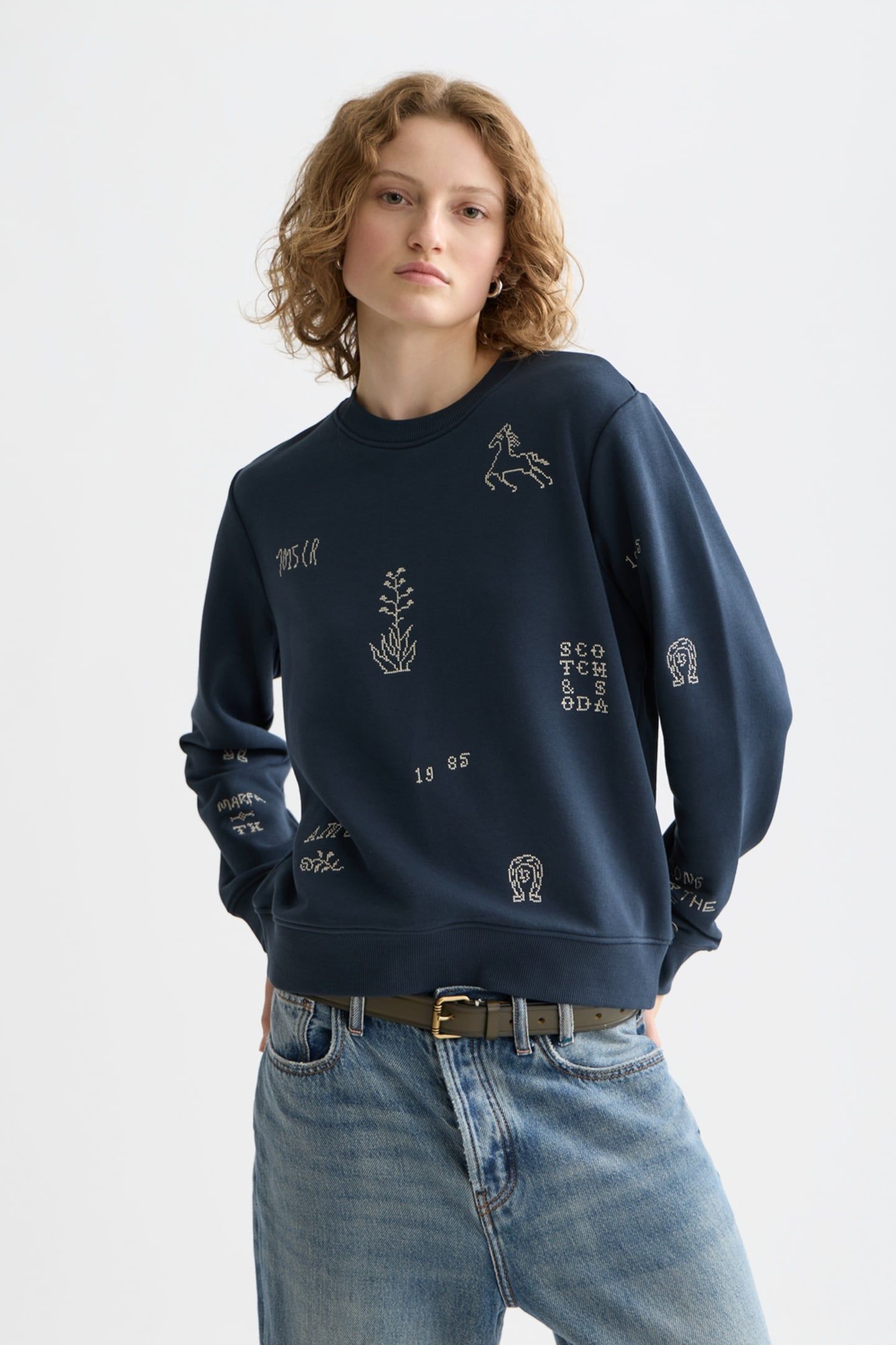 EMBROIDERED REGULAR FIT SWEATSHIRT CARBON 1