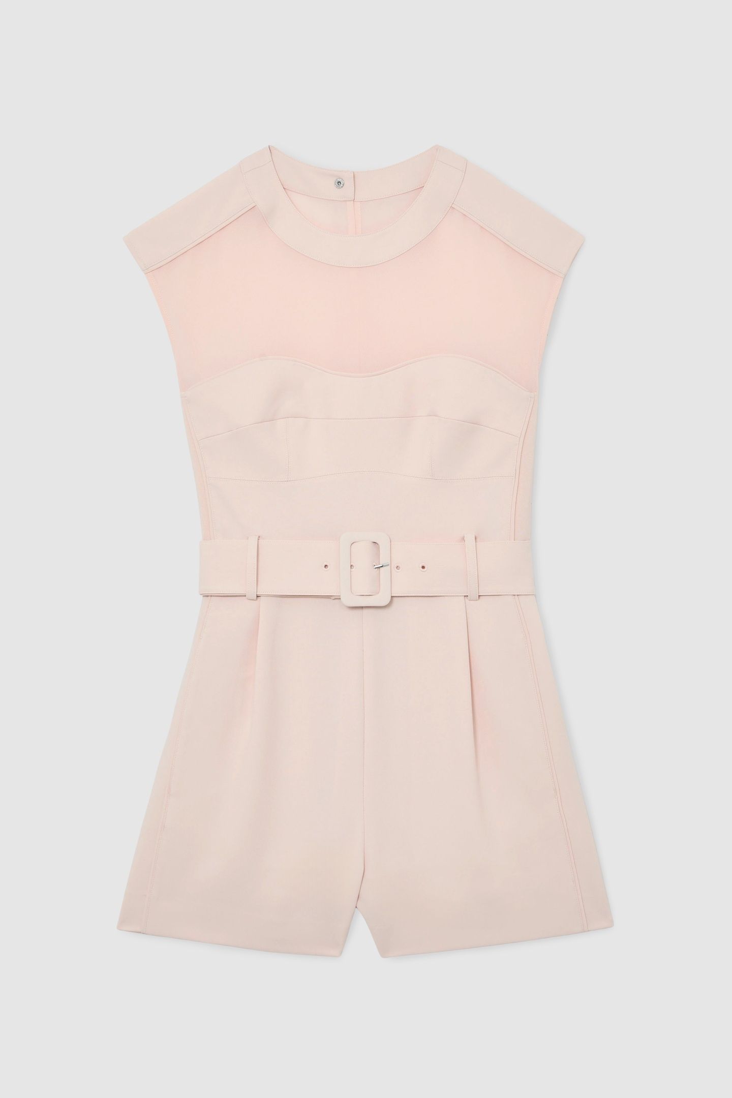 STRUCTURED BELTED PLAYSUIT PALE PINK 4