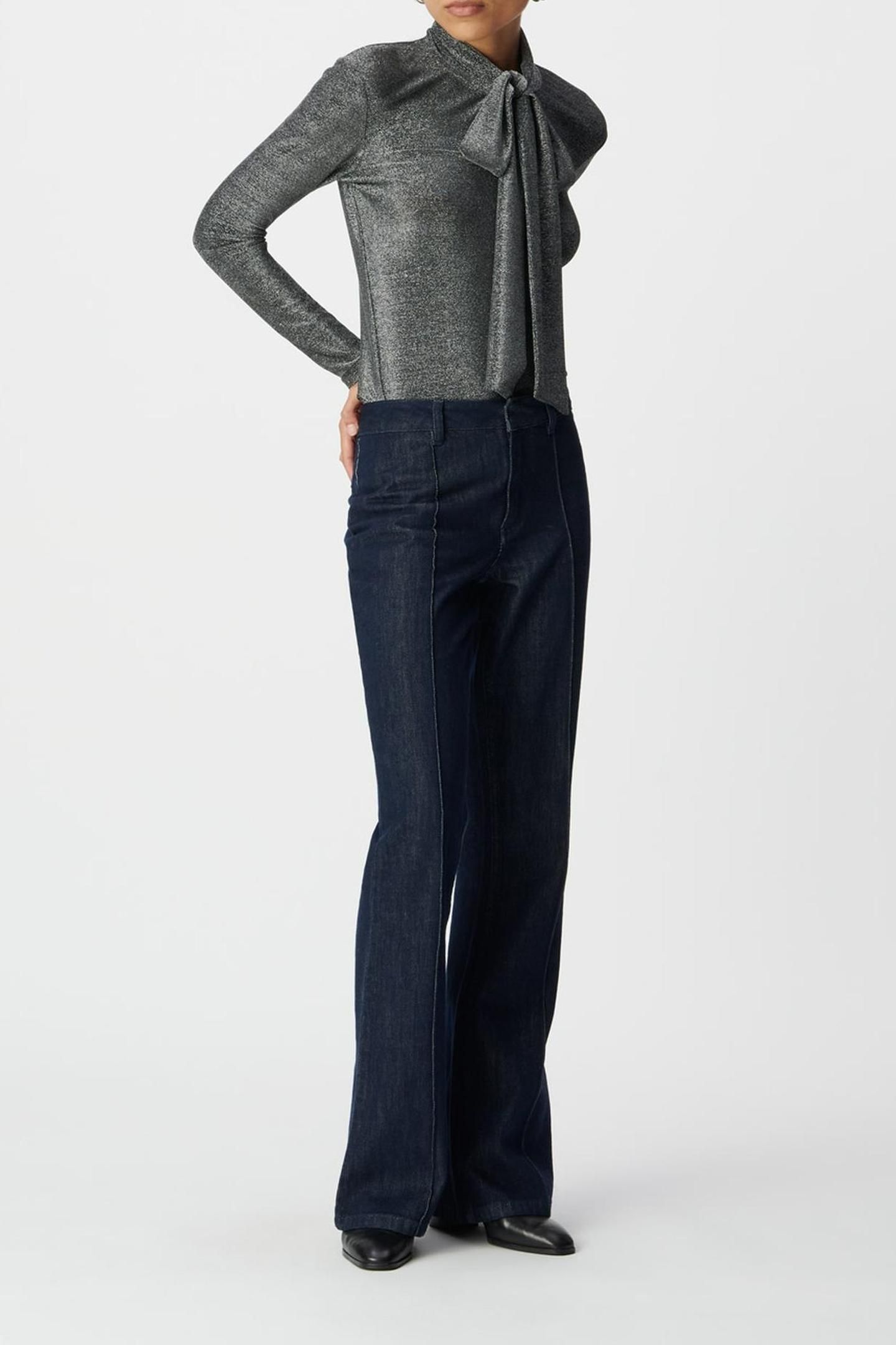 SILVER LUREX KNIT T-SHIRT WITH NECK TIE 3