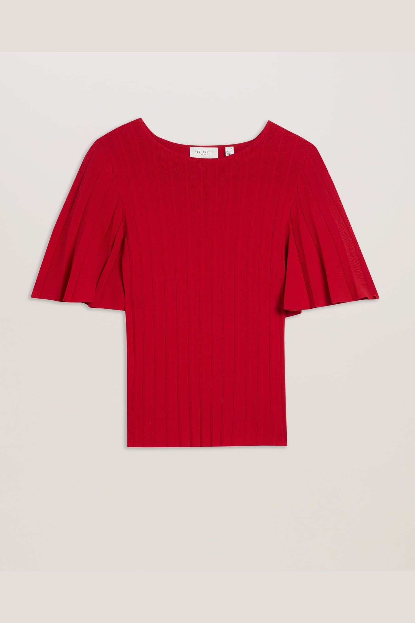 IIVANNA CREW NECK FLUTED SLEEVE KNIT RED 3