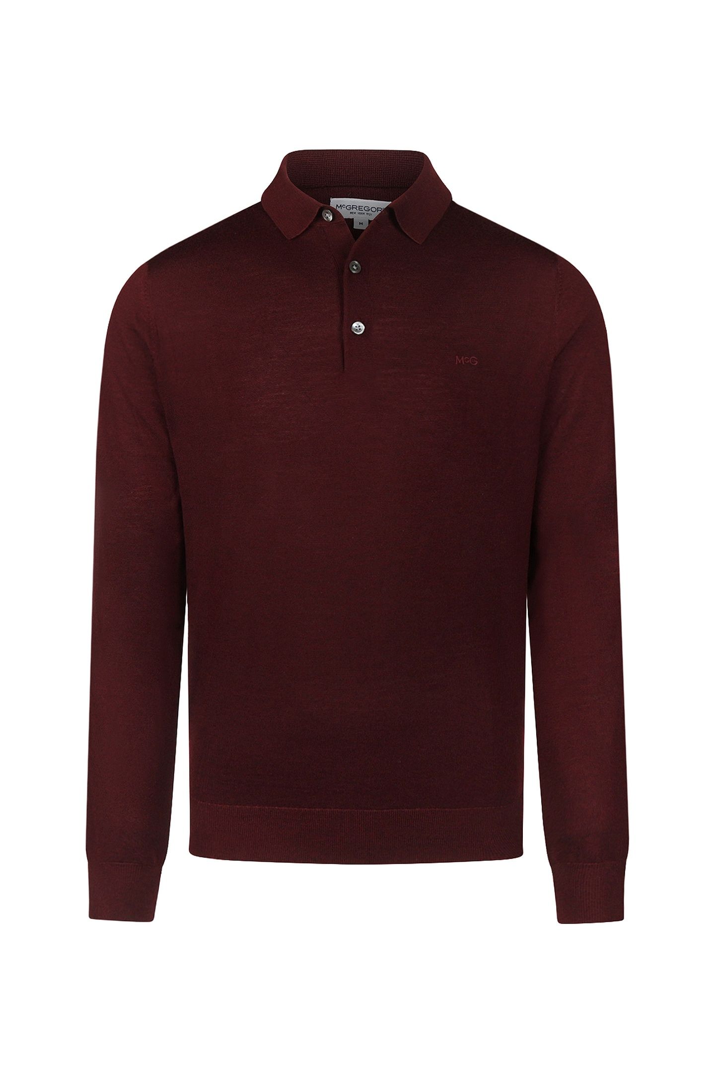 FINE MERINO L/S POLO BURGUNDY 2