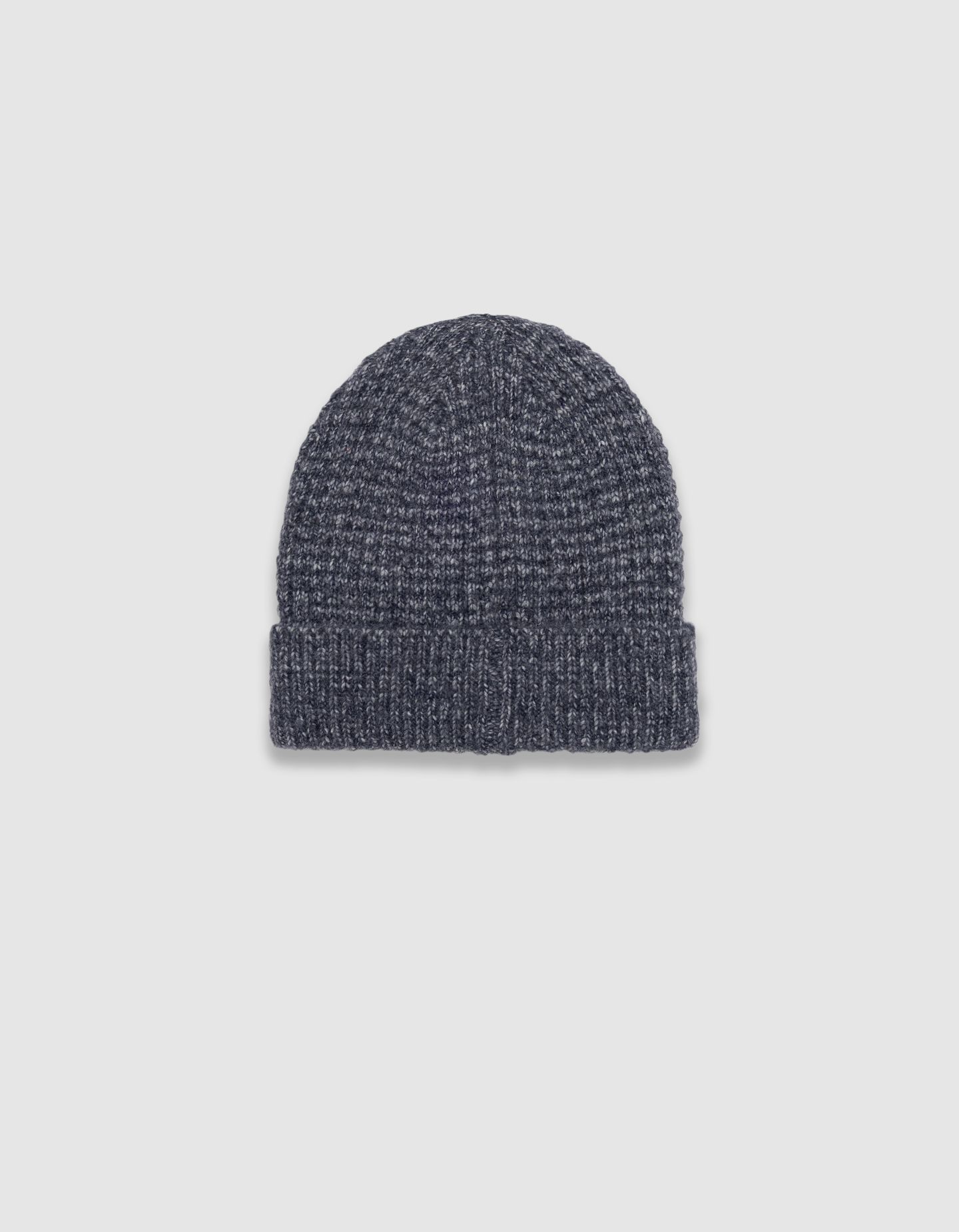 BLUE RIBBED KNIT BEANIE WITH TURN-UP 3
