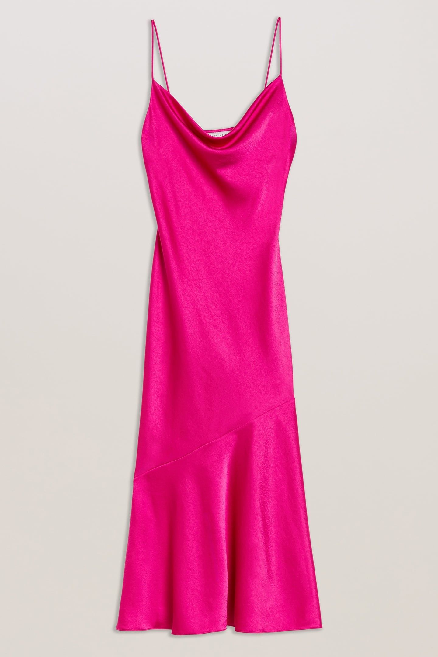 TUNCA SATIN COWL NECK EVENING MIDI DRESS PINK 3