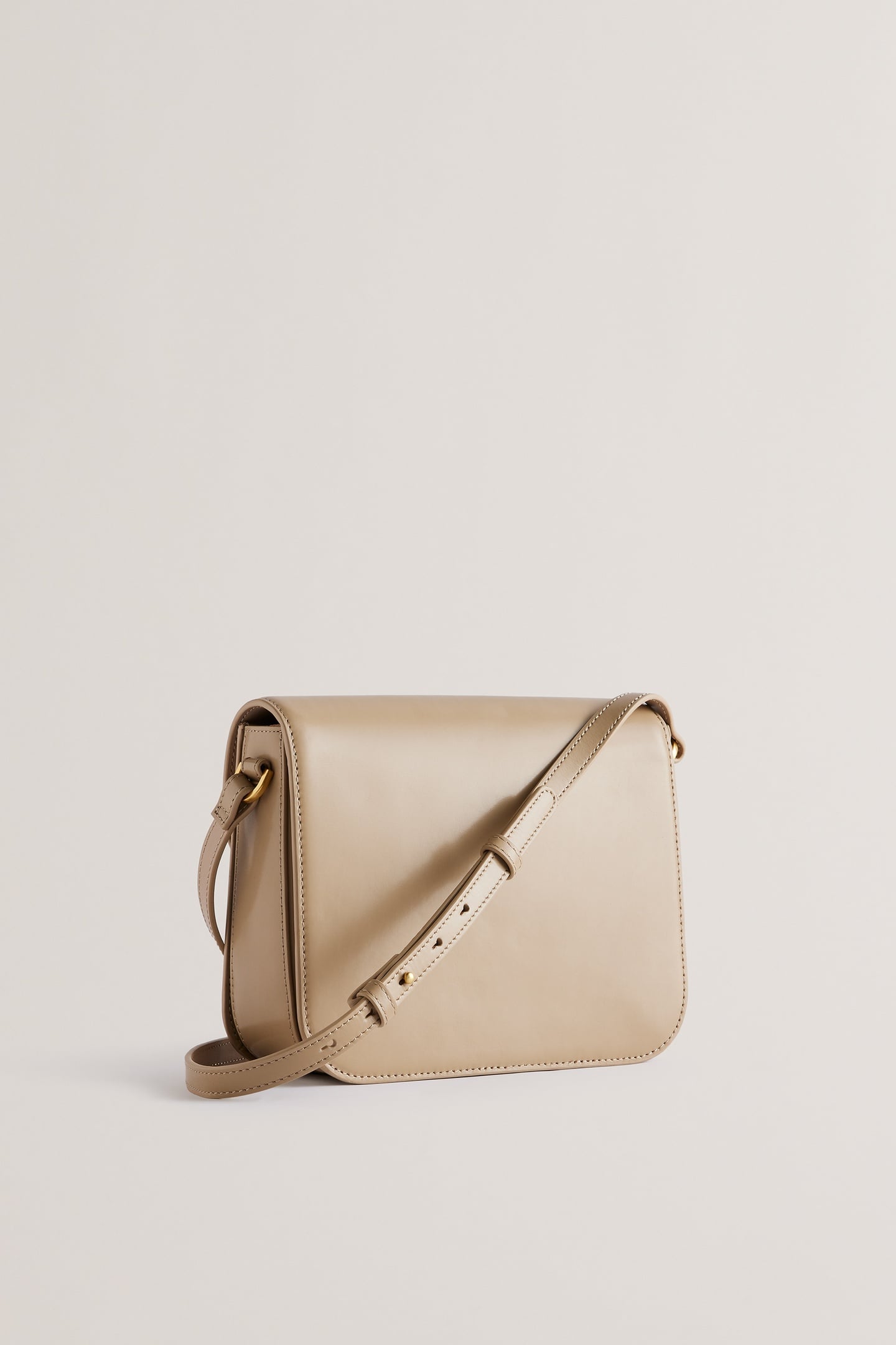 POLISHED LEATHER SATCHEL BAG TAUPE 4