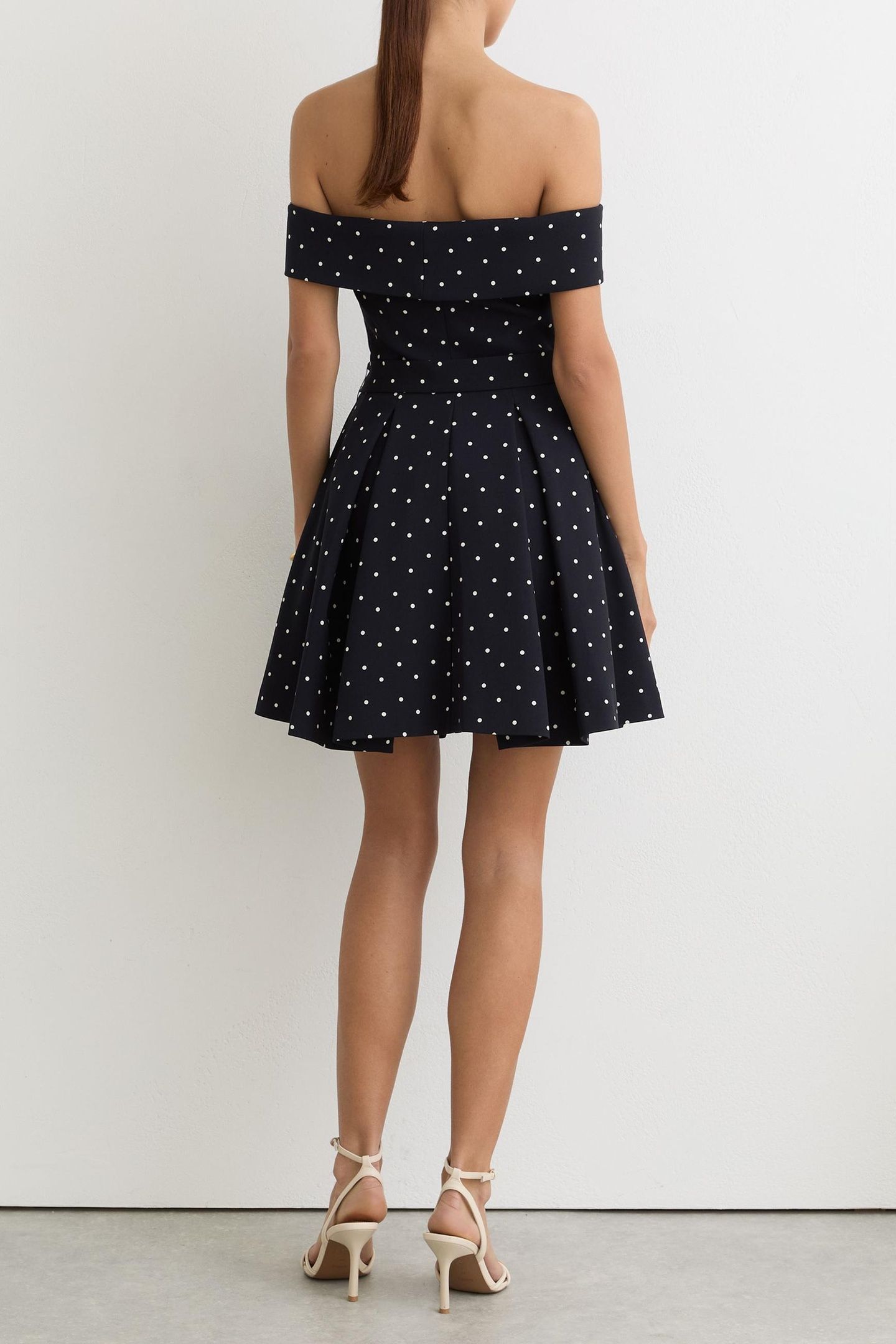 BARDOT POLKA FLIPPY OCCASION DRESS NAVY/IVORY 3