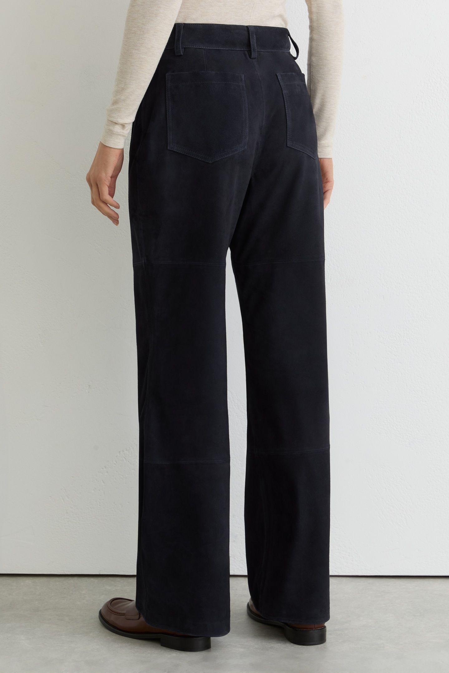SUEDE FLARE TROUSER NAVY 3