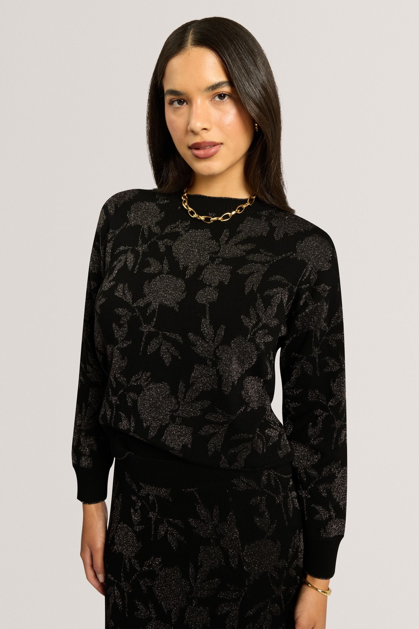 CROPPED JACQUARD JUMPER BLACK 1