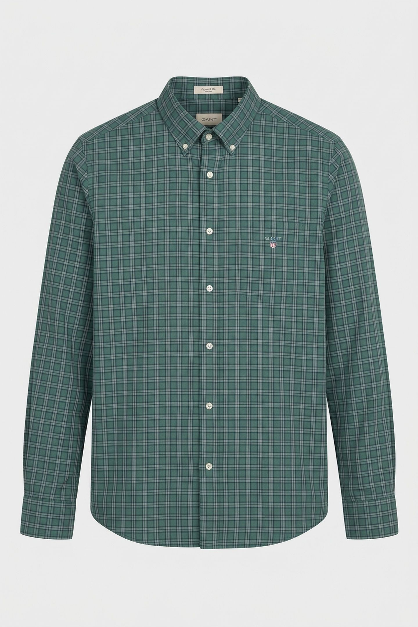 REG POPLIN CHECK SHIRT WOODY GREEN 3