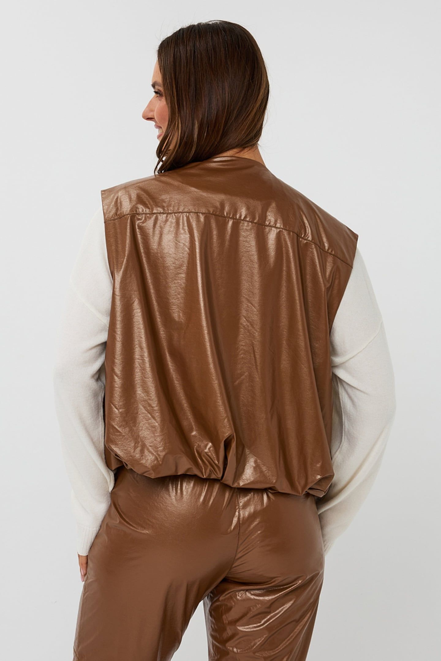 BODYWARMER METALLIC PU BRONZE METALLIC 3