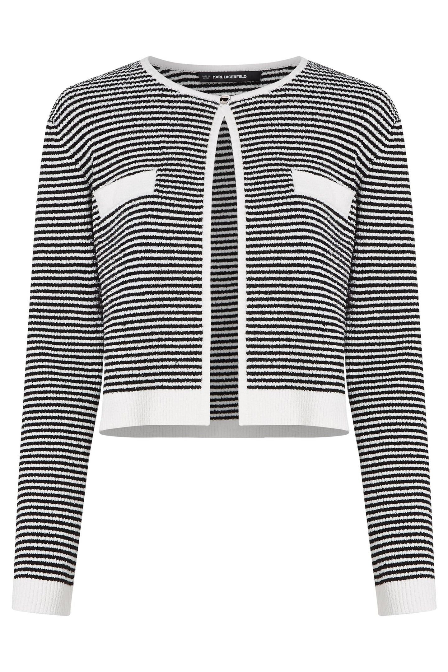 IKON STRIPED KNIT CARDIGAN SMALL STRIPE BLACK-WHITE 4