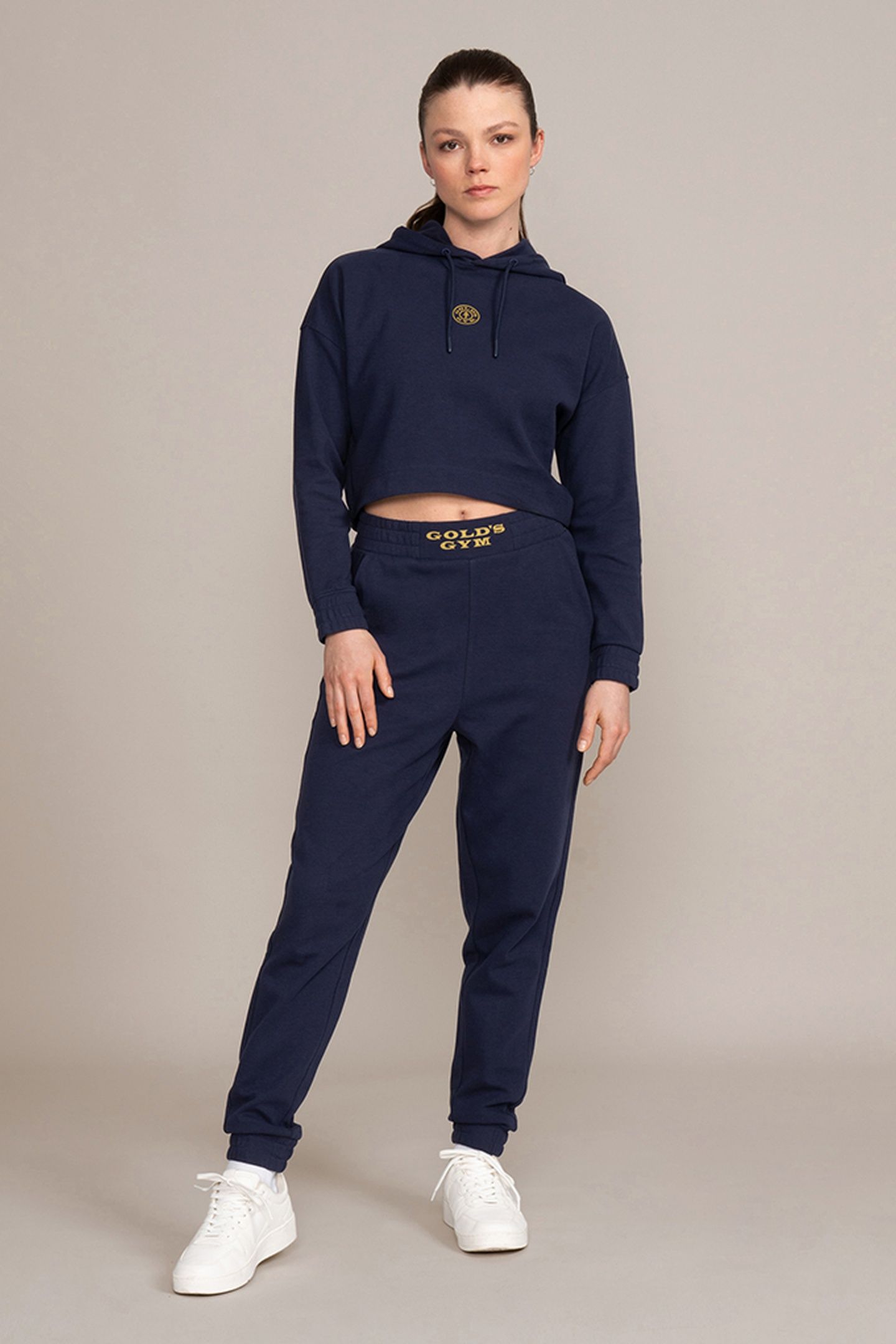 LADIES SWEAT PANTS RUBBER PRINT NAVY 1