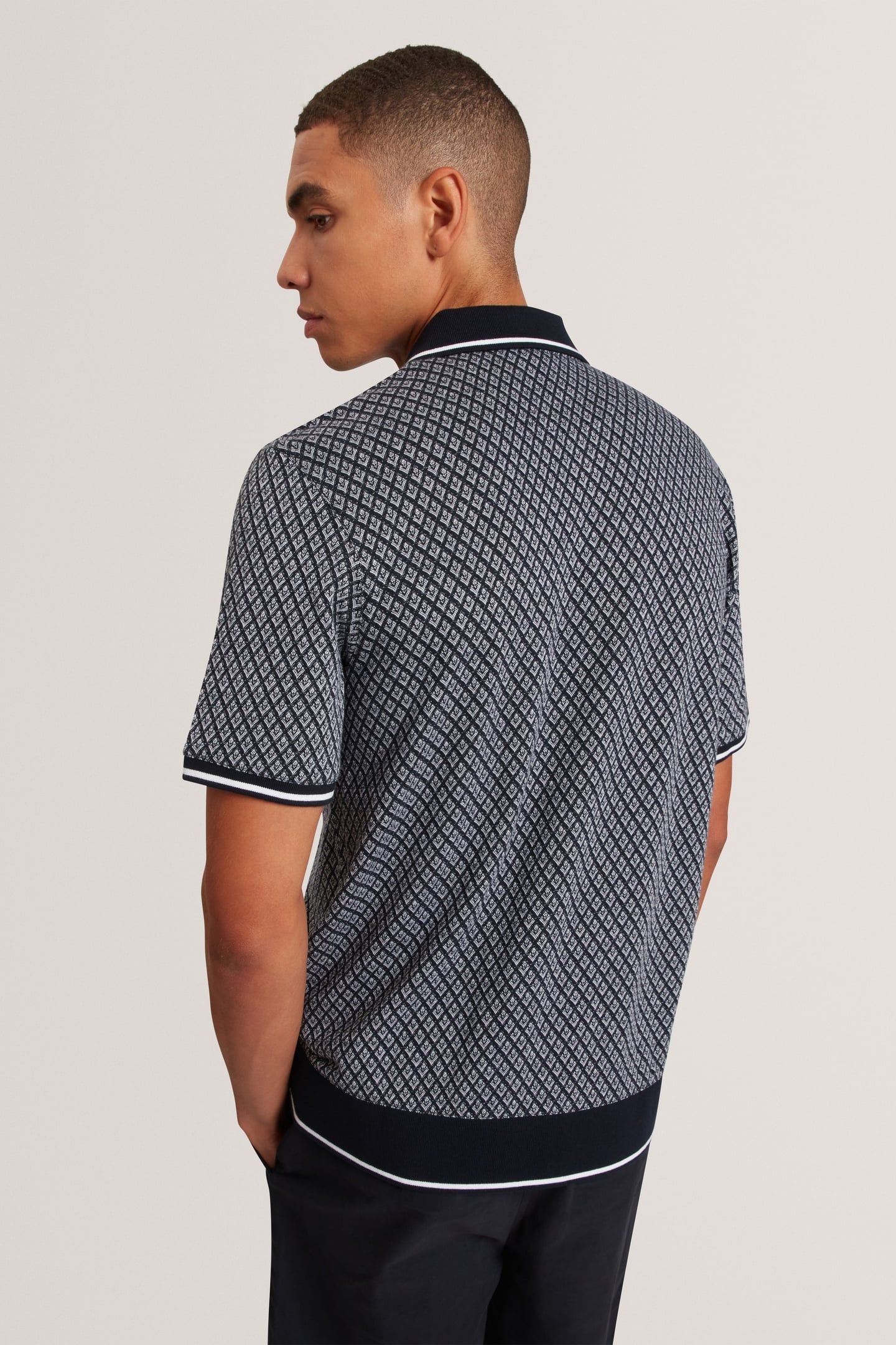 SS REGULAR GEO TEXTURED POLO NAVY 2