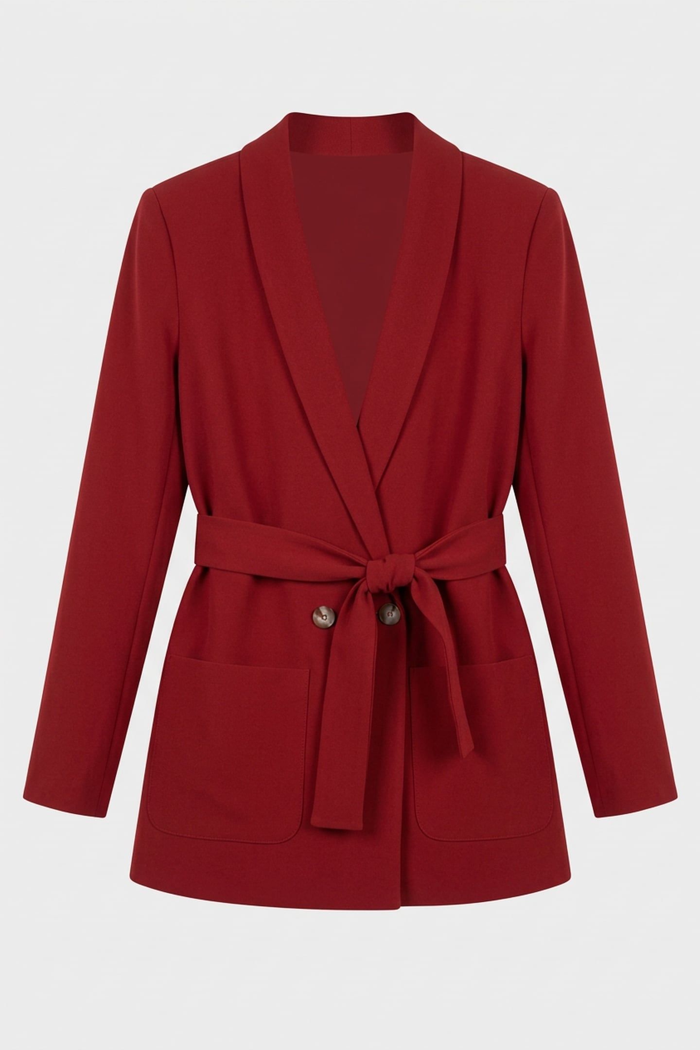 VARA _ LONG BELTED TERRACOTTA JACKET IN RECYCLED POLYESTER 3