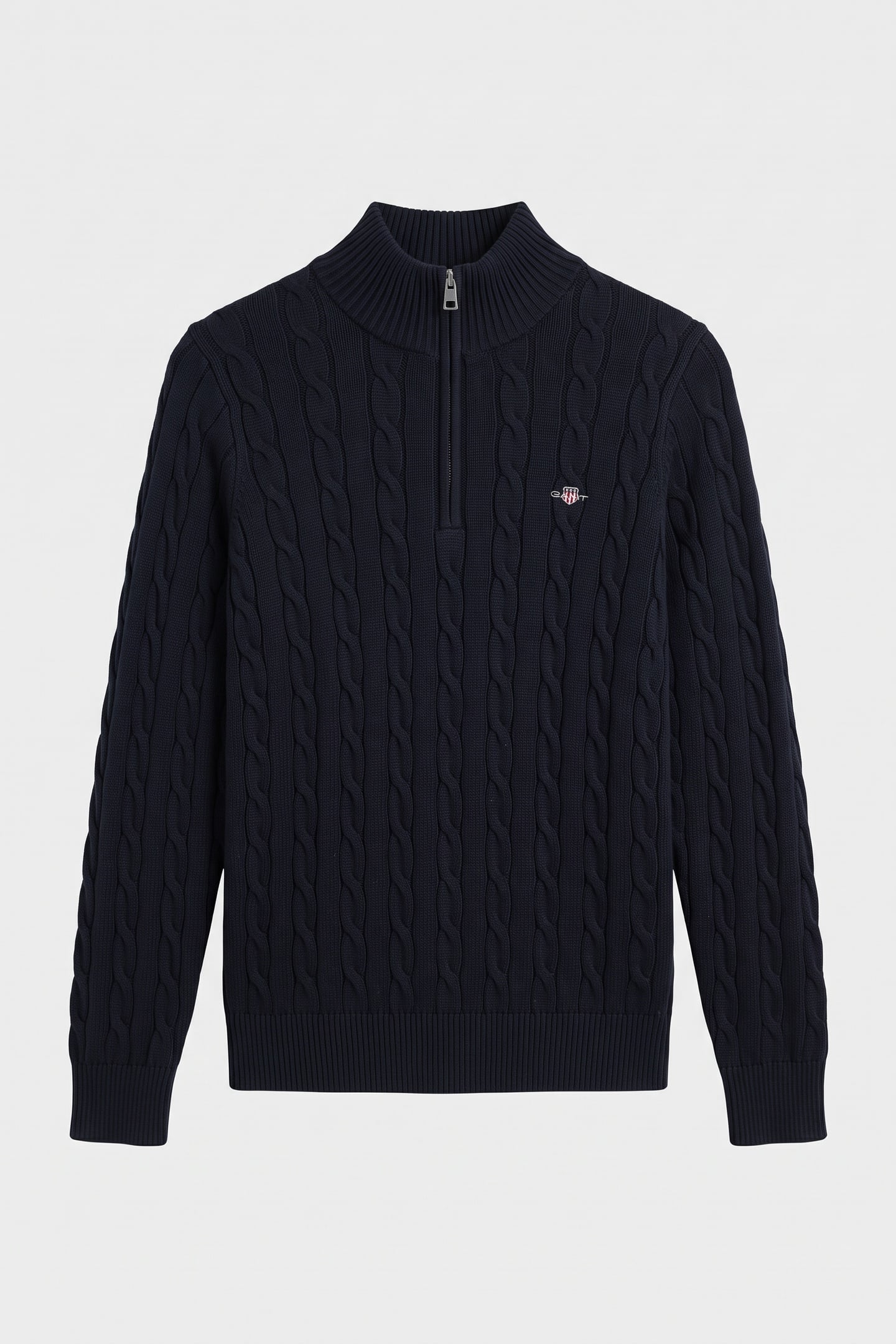 TEEN UNISEX COTTON CABLE HALF ZIP EVENING BLUE 2
