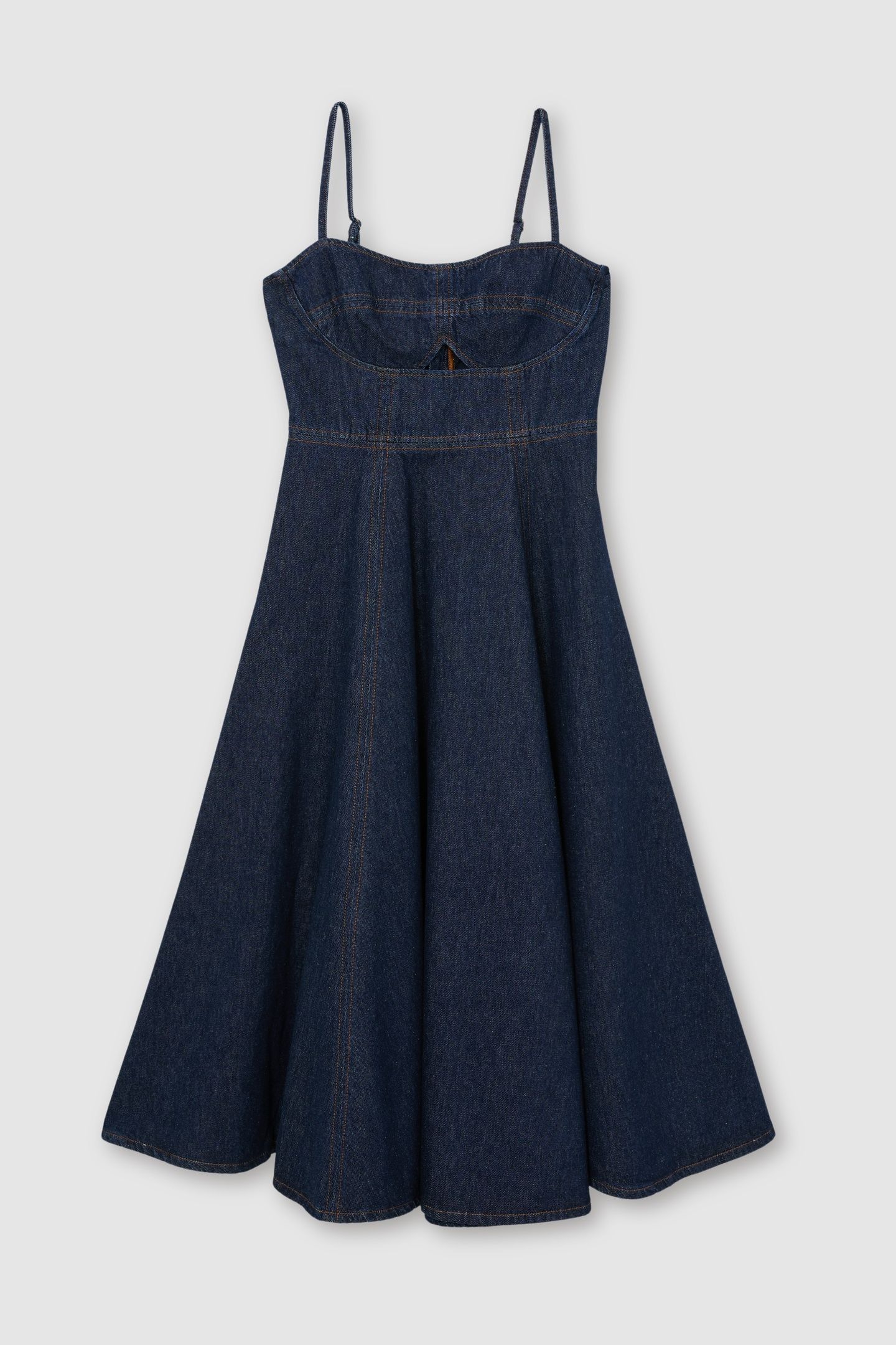 DENIM FIT AND FLARE MIDI DRESS INDIGO BLUE 3