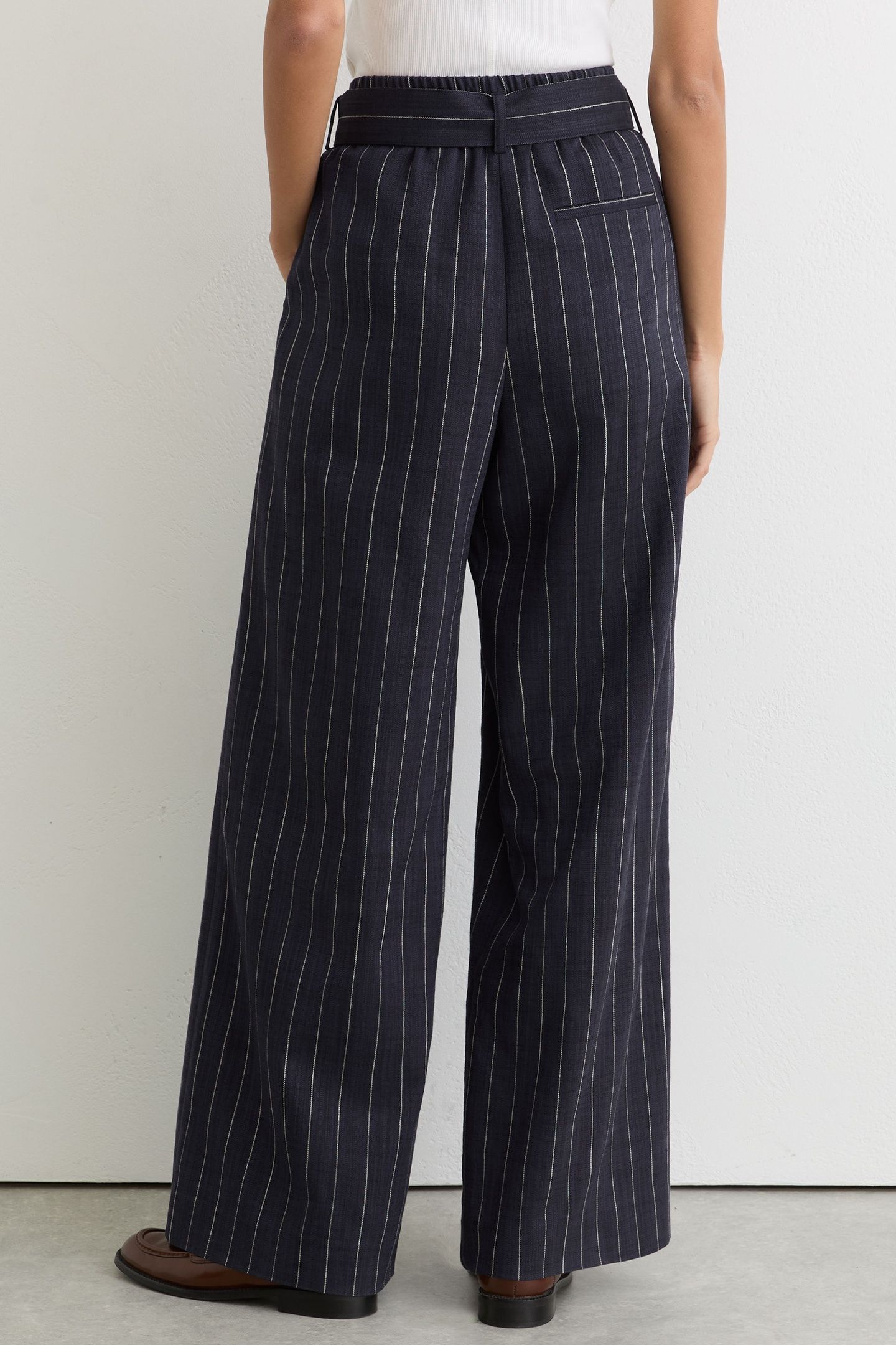 STRIPE WIDE LEG TROUSER NAVY 3