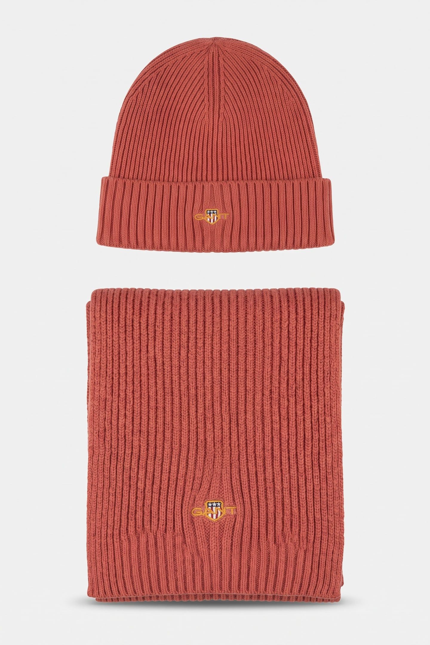 SHIELD BEANIE AND SCARF GIFT SET FADED BRICK 2