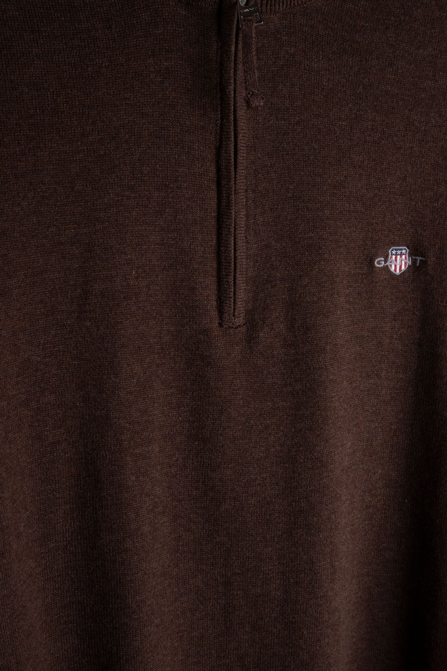 CLASSIC COTTON HALF ZIP BROWN MELANGE 4