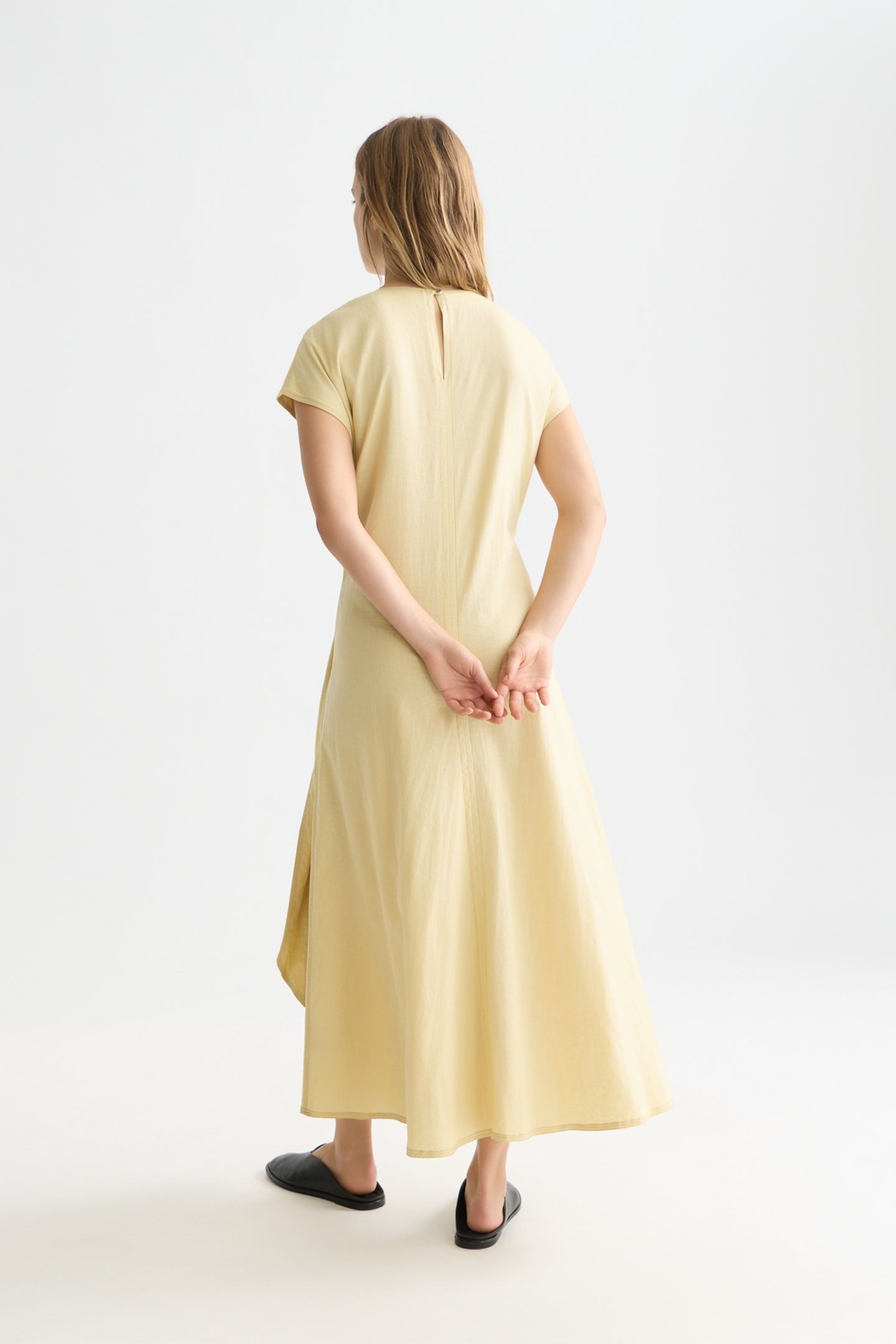 RELAXED LINEN BLEND ANKLE LENGTH TIE DRESS PARSNIP 2
