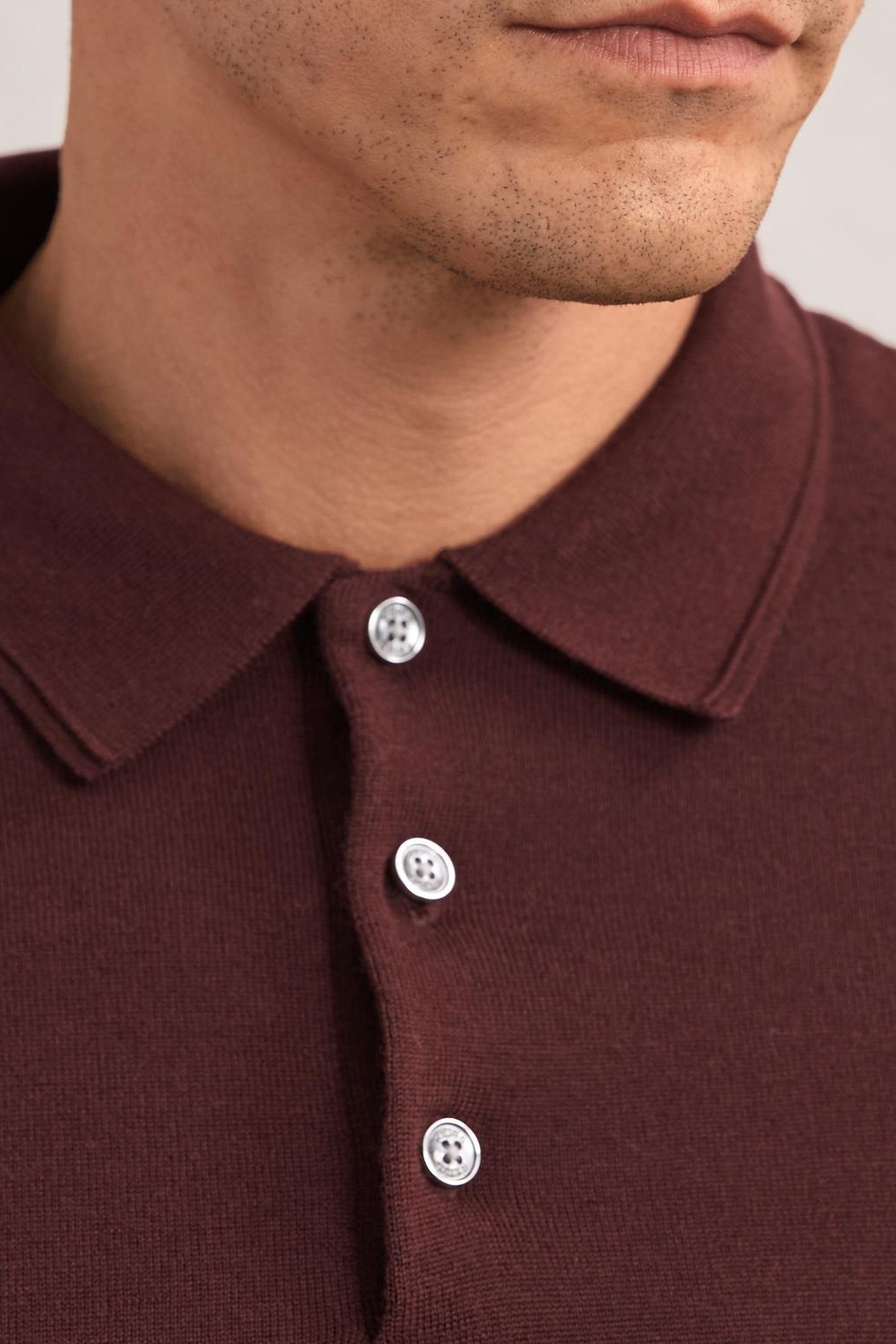 LS HALF BUTTON MERINO WOOL POLO PORT RED 5