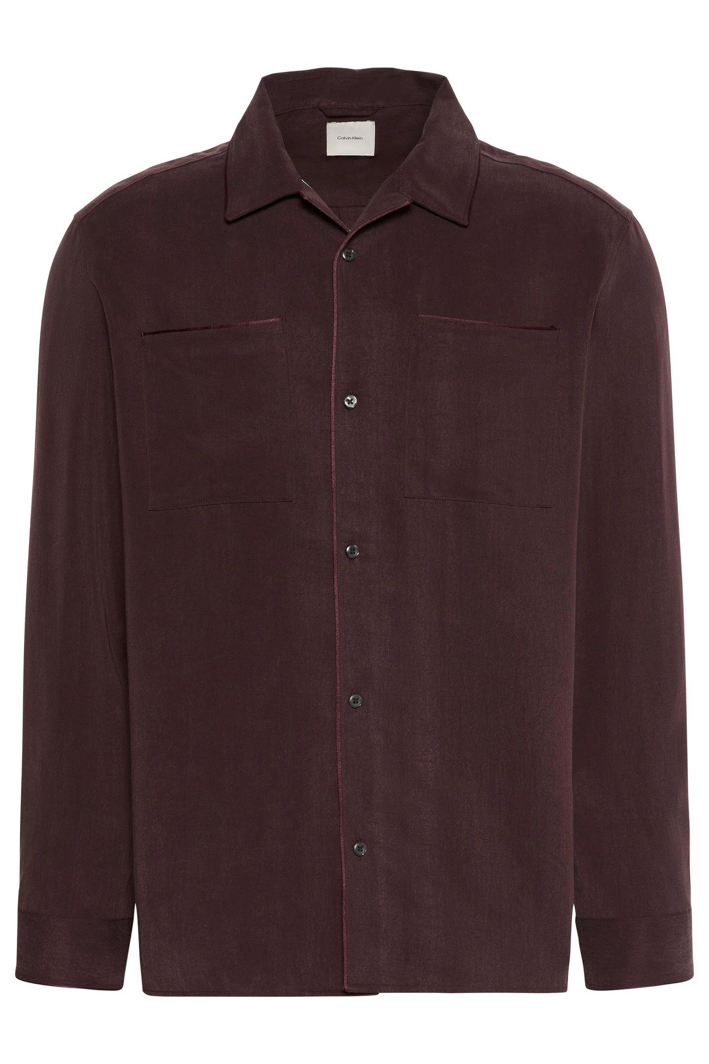 LS GLOSSY CAMP COLLAR SHIRT MOCHA BROWN 1
