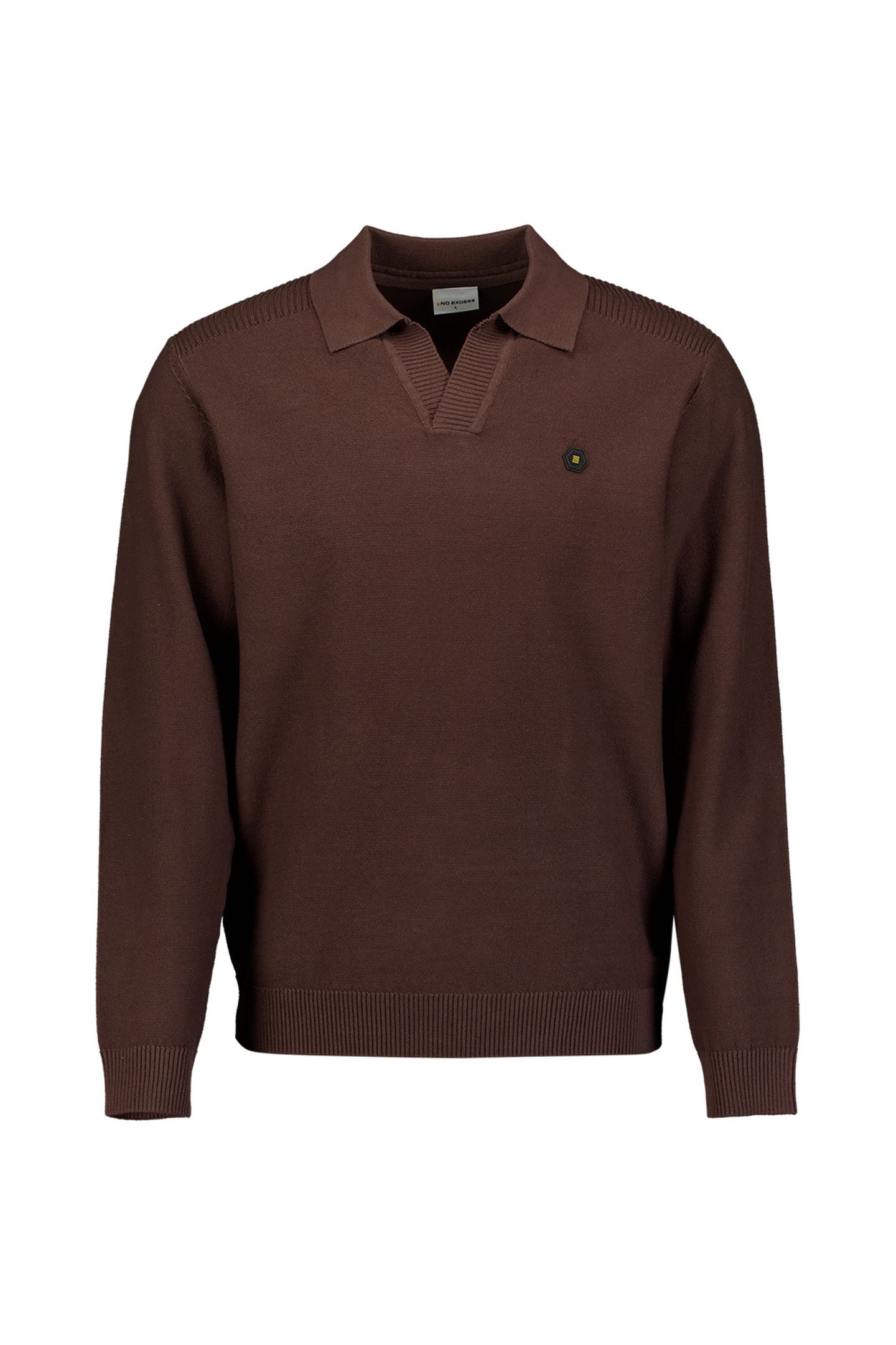 PULLOVER V-COLLAR SHOULDER DETAIL DARK BROWN 4