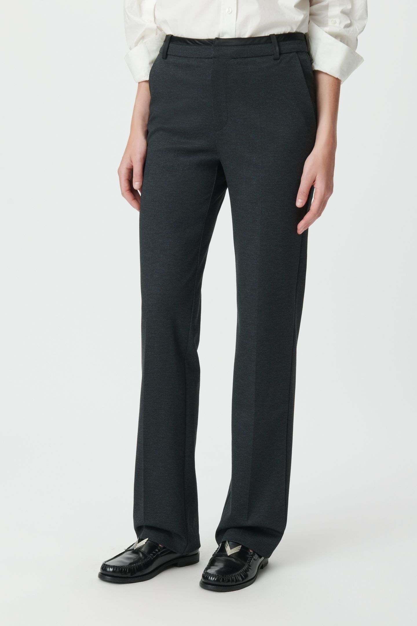 GREY HERRINGBONE SUIT TROUSERS 1