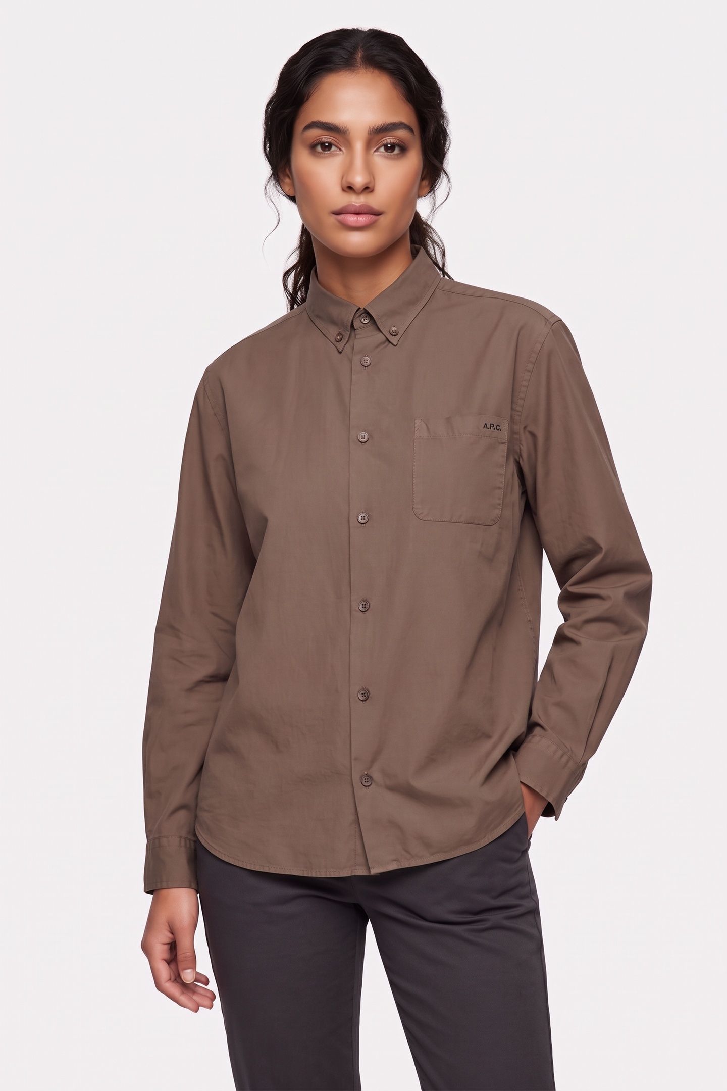 UNISEX SHIRT MATEO LOGO BROWN 2