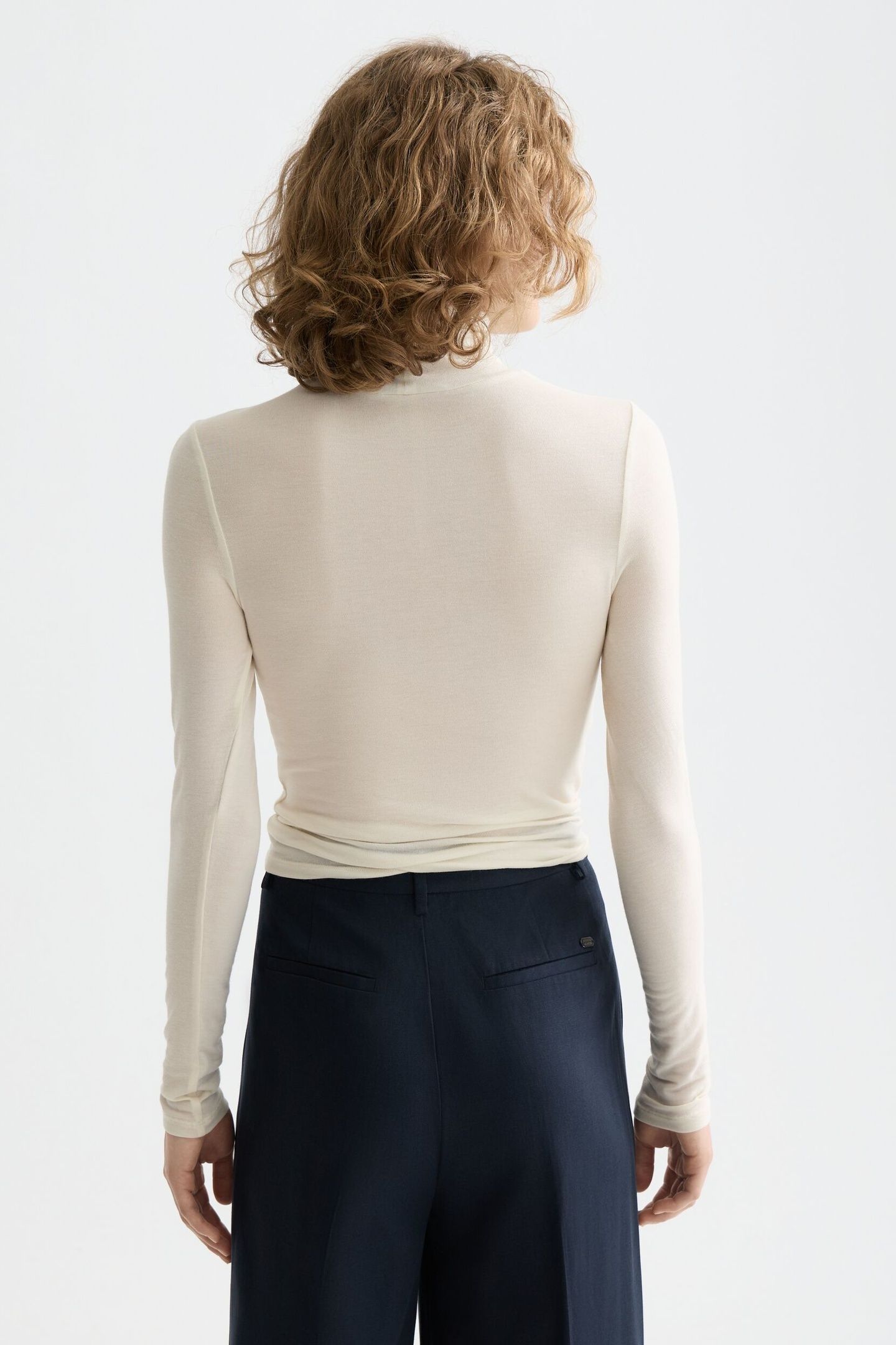 CORE ROLL UP NECK LONG SLEEVE T-SHIRT WHITE TRADITIONAL 2