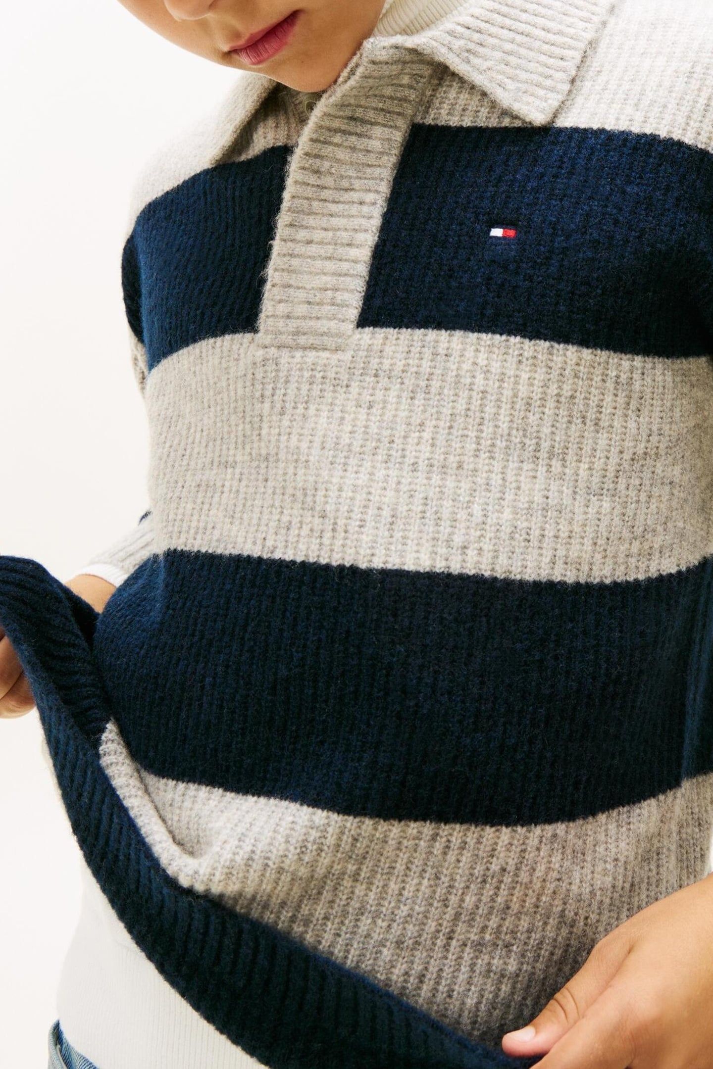 BOYS WOOL BLEND RIB RUGBY DARK NIGHT NAVY COLOURBLOCK 5