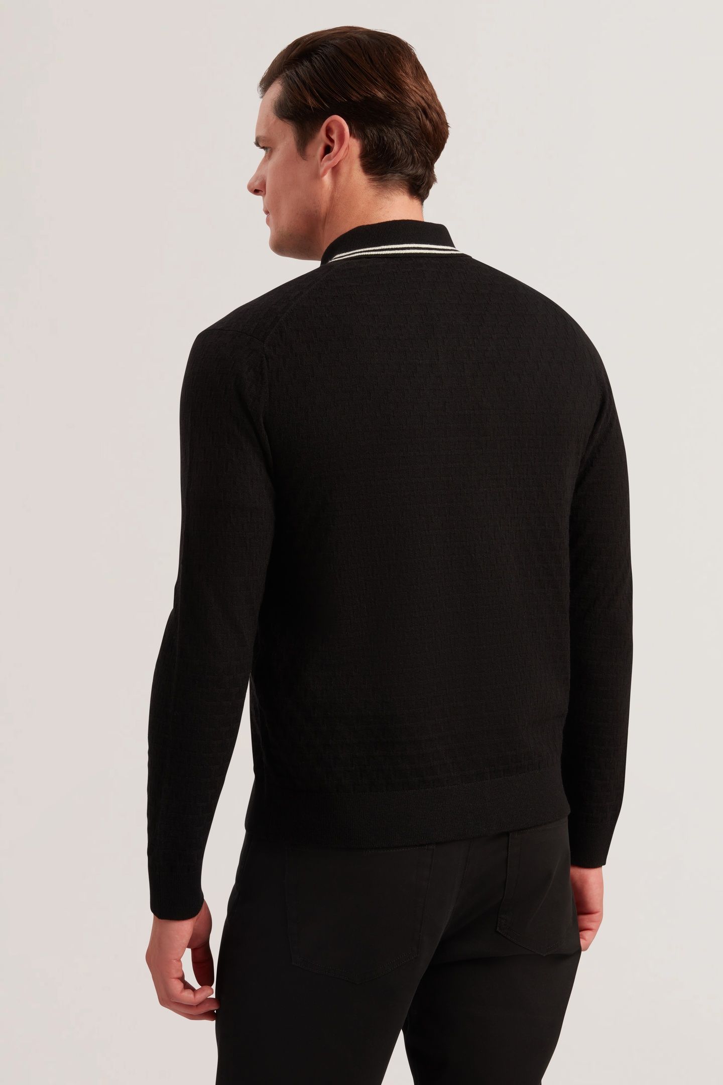 RODEN LS BUTTON THROUGH T STITCH SHIRT BLACK 2