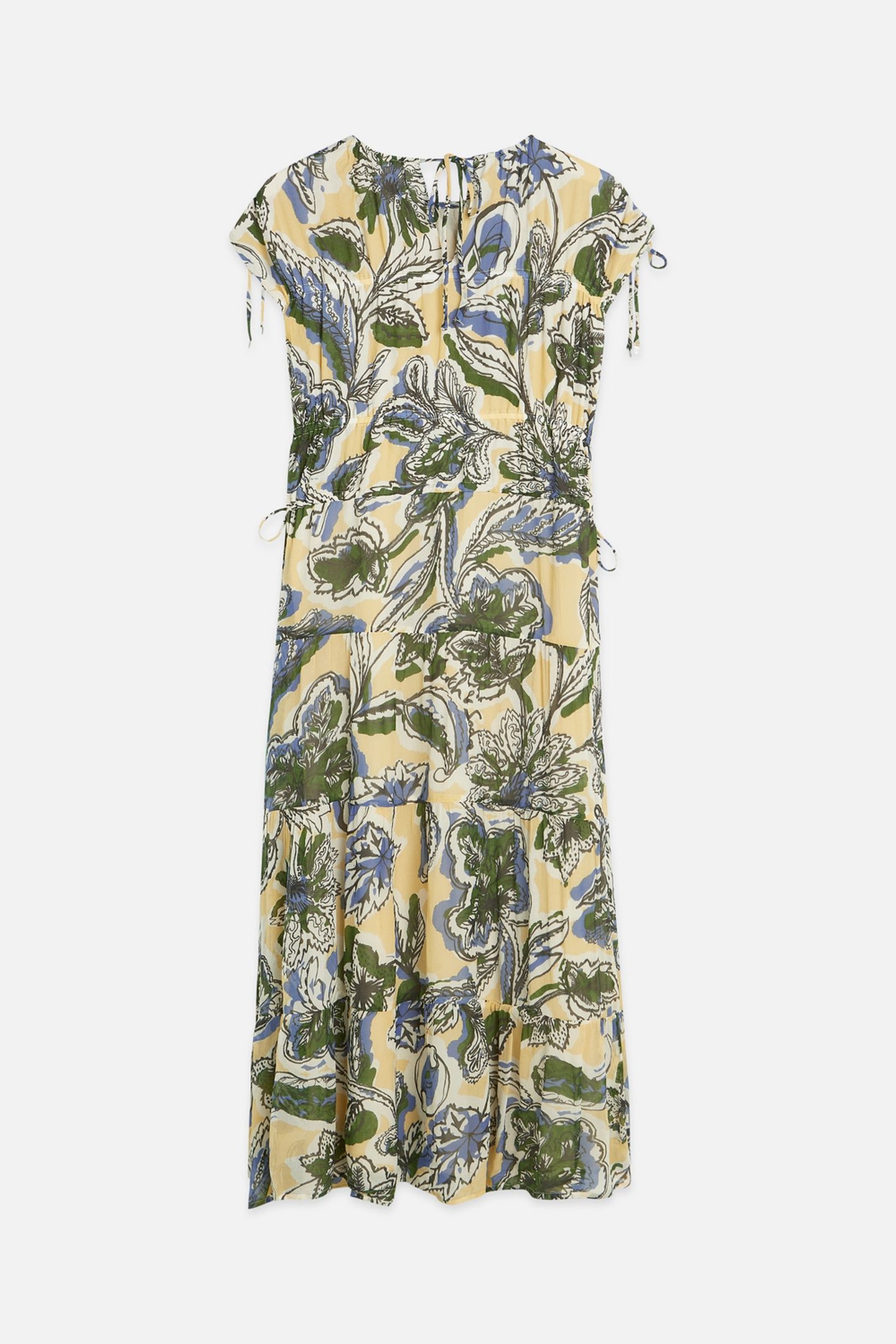 TIERED PRINTED CHIFFON MIDI DRESS LUCKY BANDANA MULTI PARSNI 4