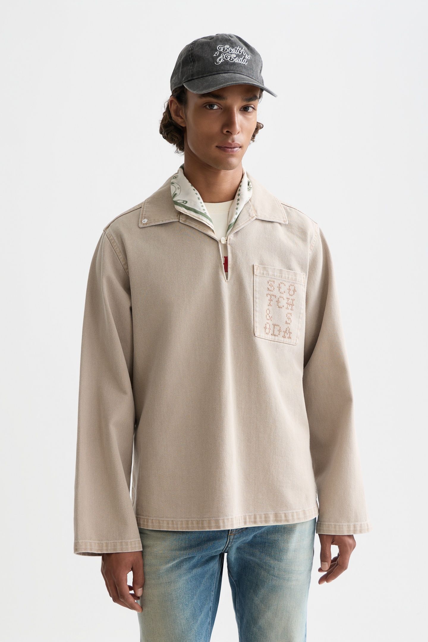 HALF CLOSURE WASHED OVERSHIRT WHITE TRADITIONAL 1