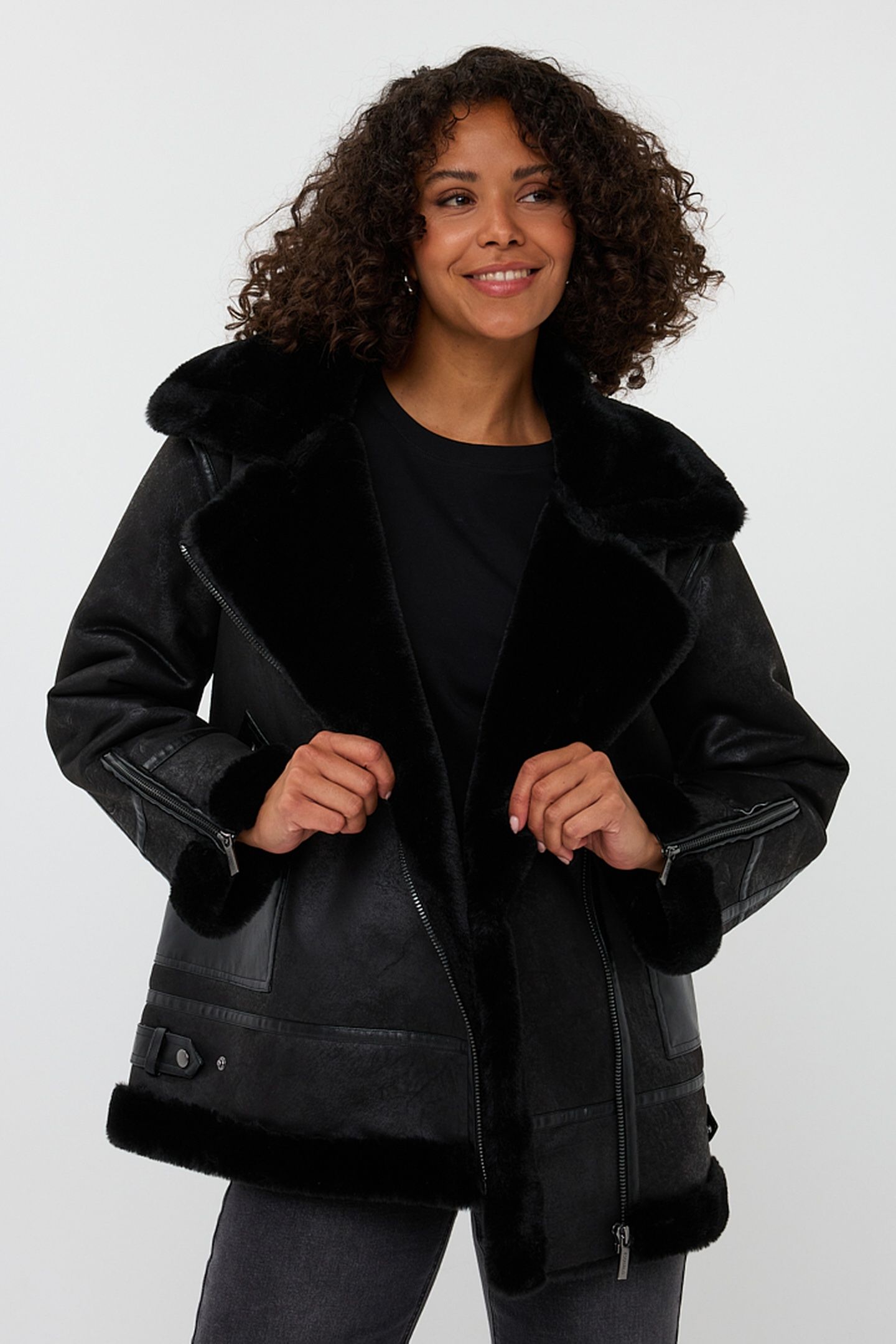 JACKET SUEDINE LONG BLACK 1
