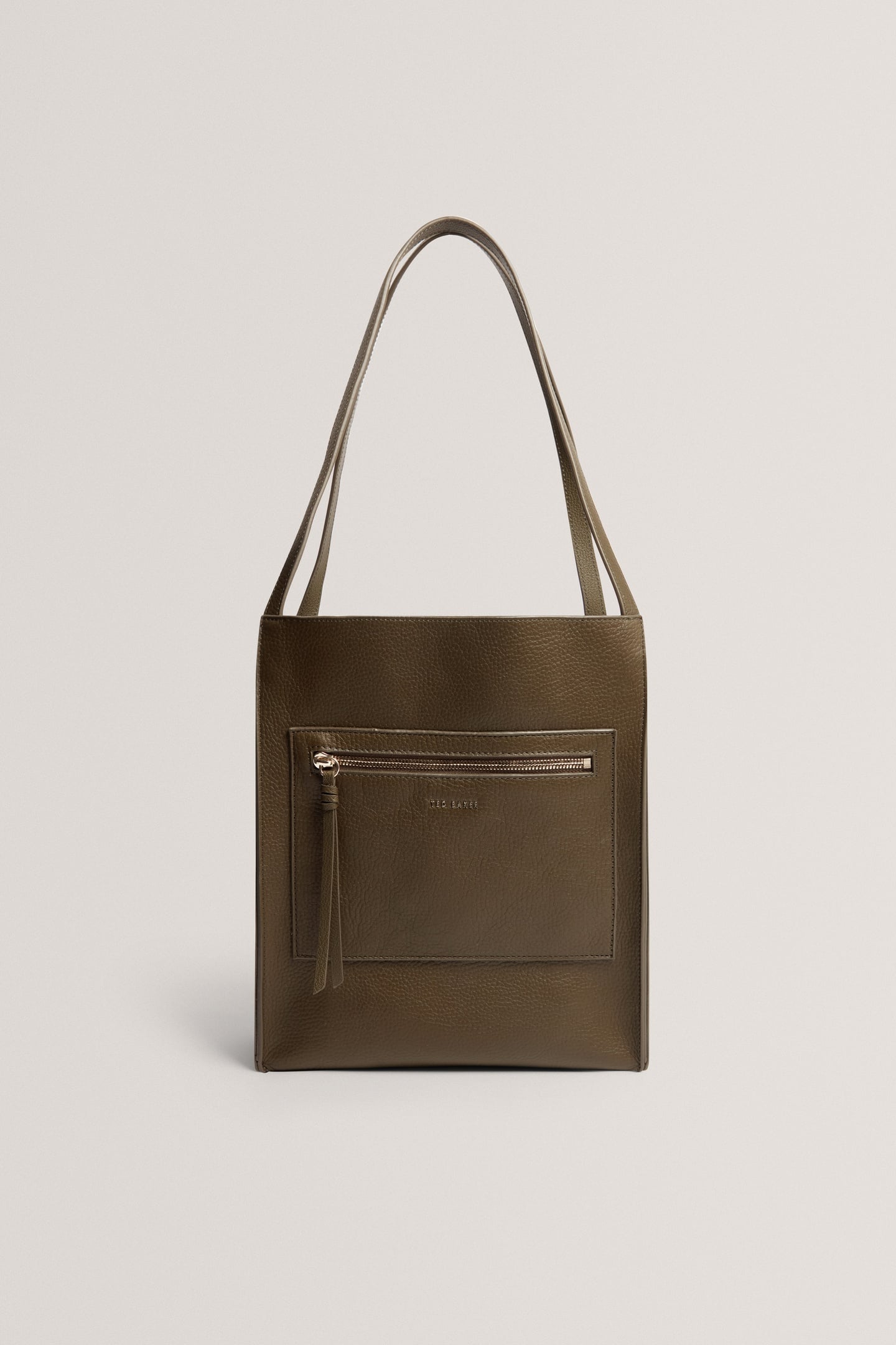 SOFT SLOUCH SMALL LEATHER TOTE KHAKI 2