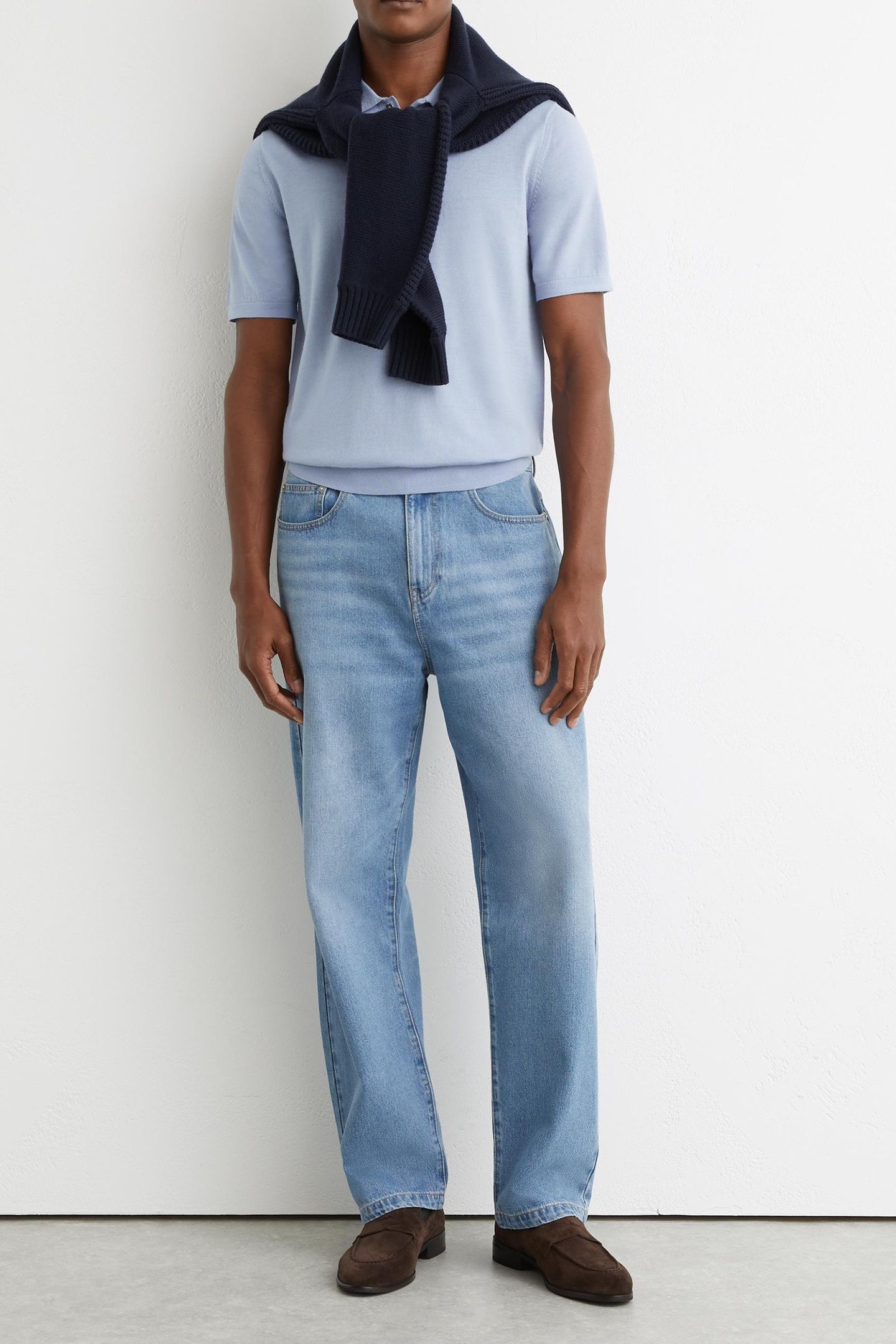 SS HALF BUTTON MERINO WOOL POLO SKY BLUE 3