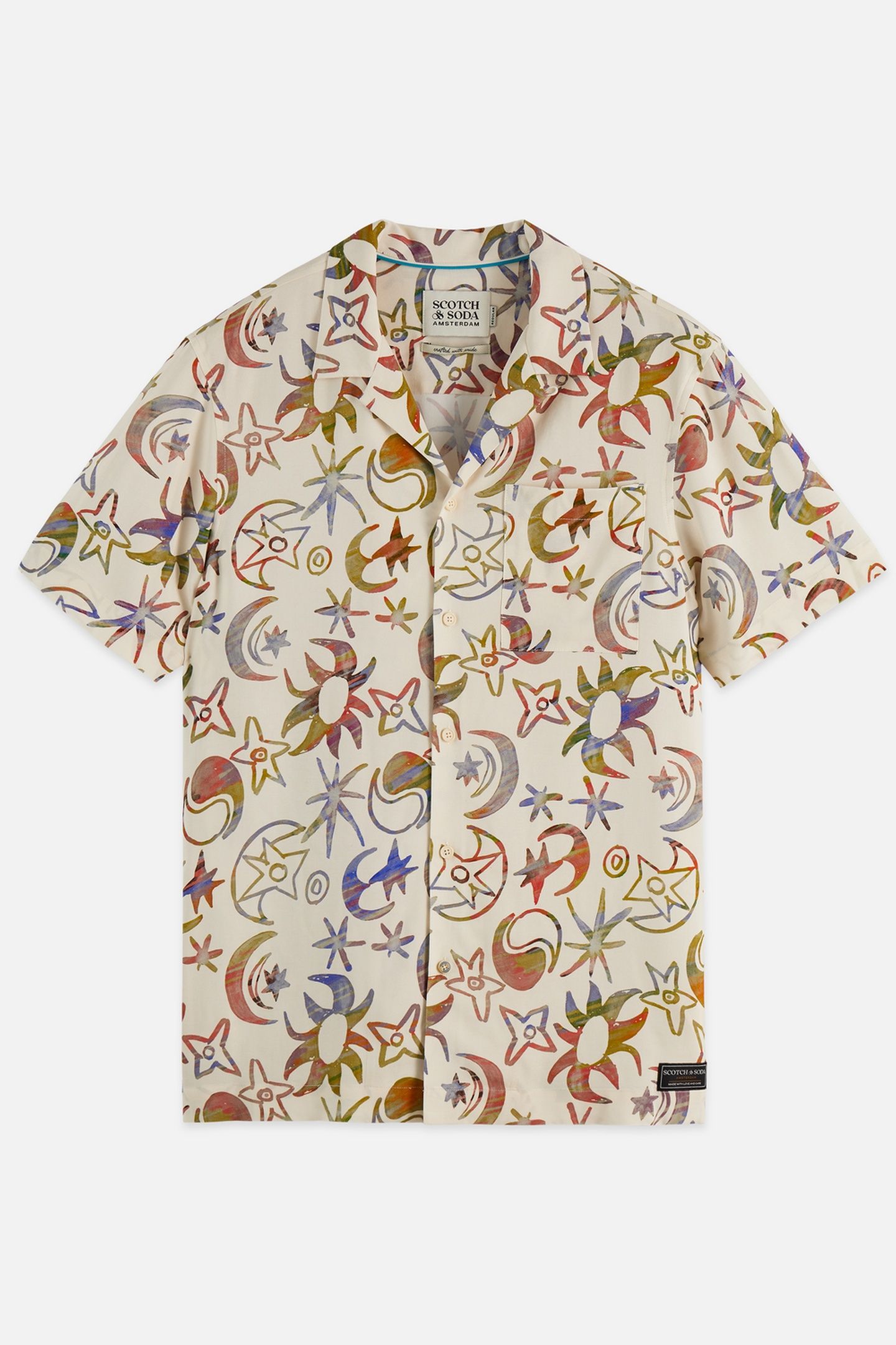 PRINTED VISCOSE SHORT-SLEEVE SHIRT WHITE TRADITIONAL 4
