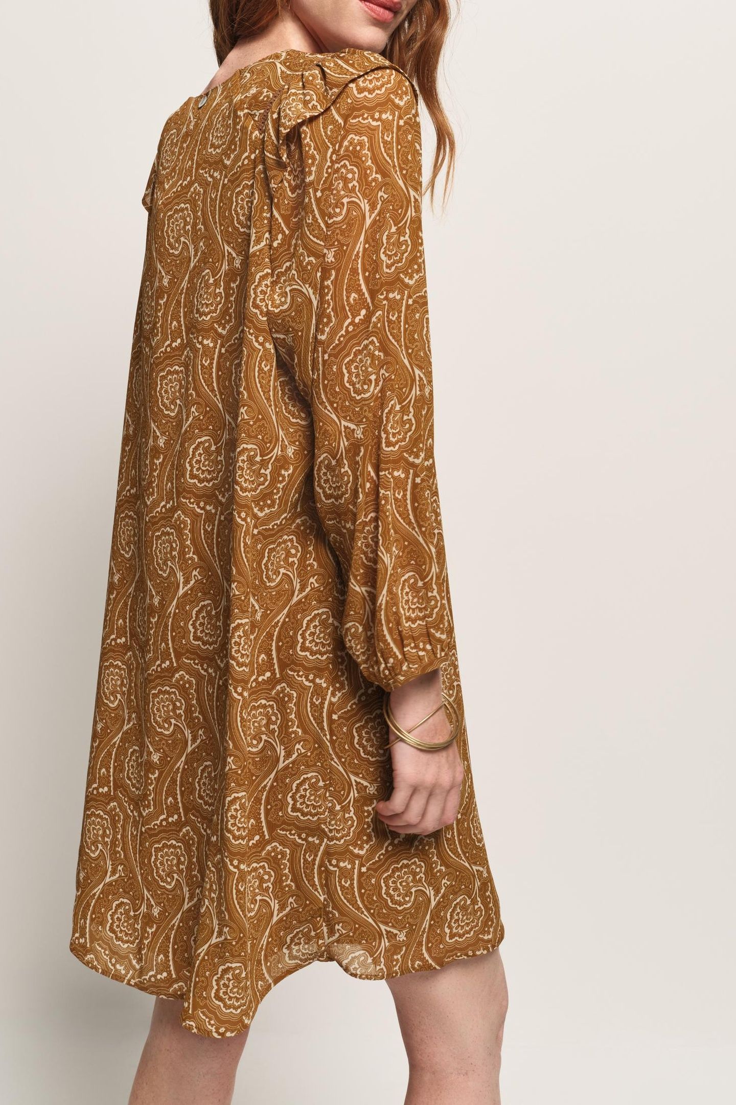 REILLY - YELLOW RECYCLED POLYESTER DRESS WITH FLORAL HARMONY 2