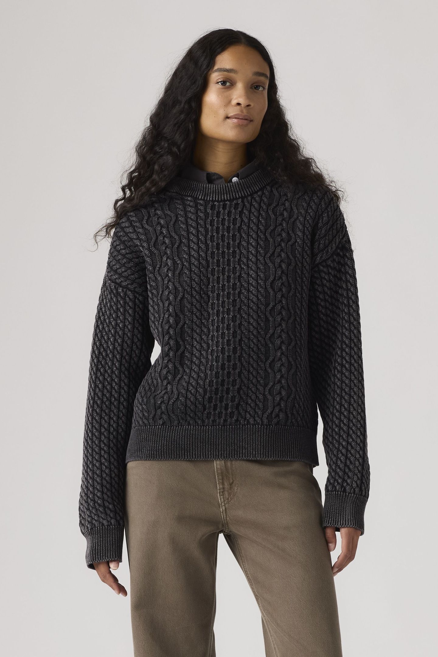 LEILAH CABLE CREWNECK SWEATER 1