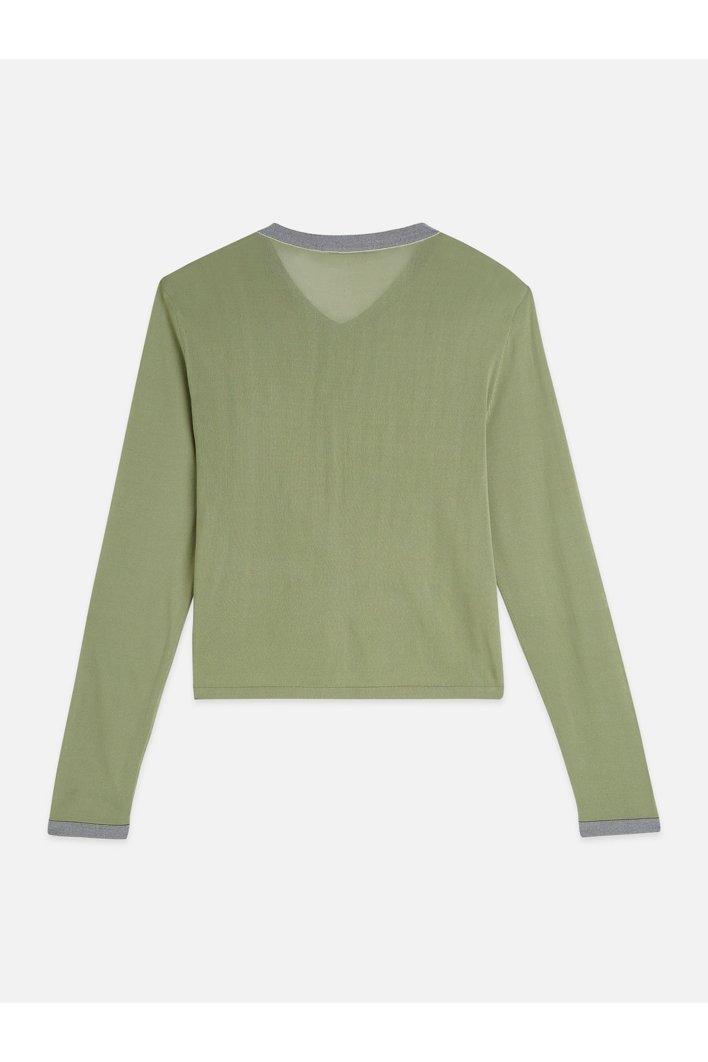 STRIPE TRIM RELAXED CARDIGAN OIL GREEN 5
