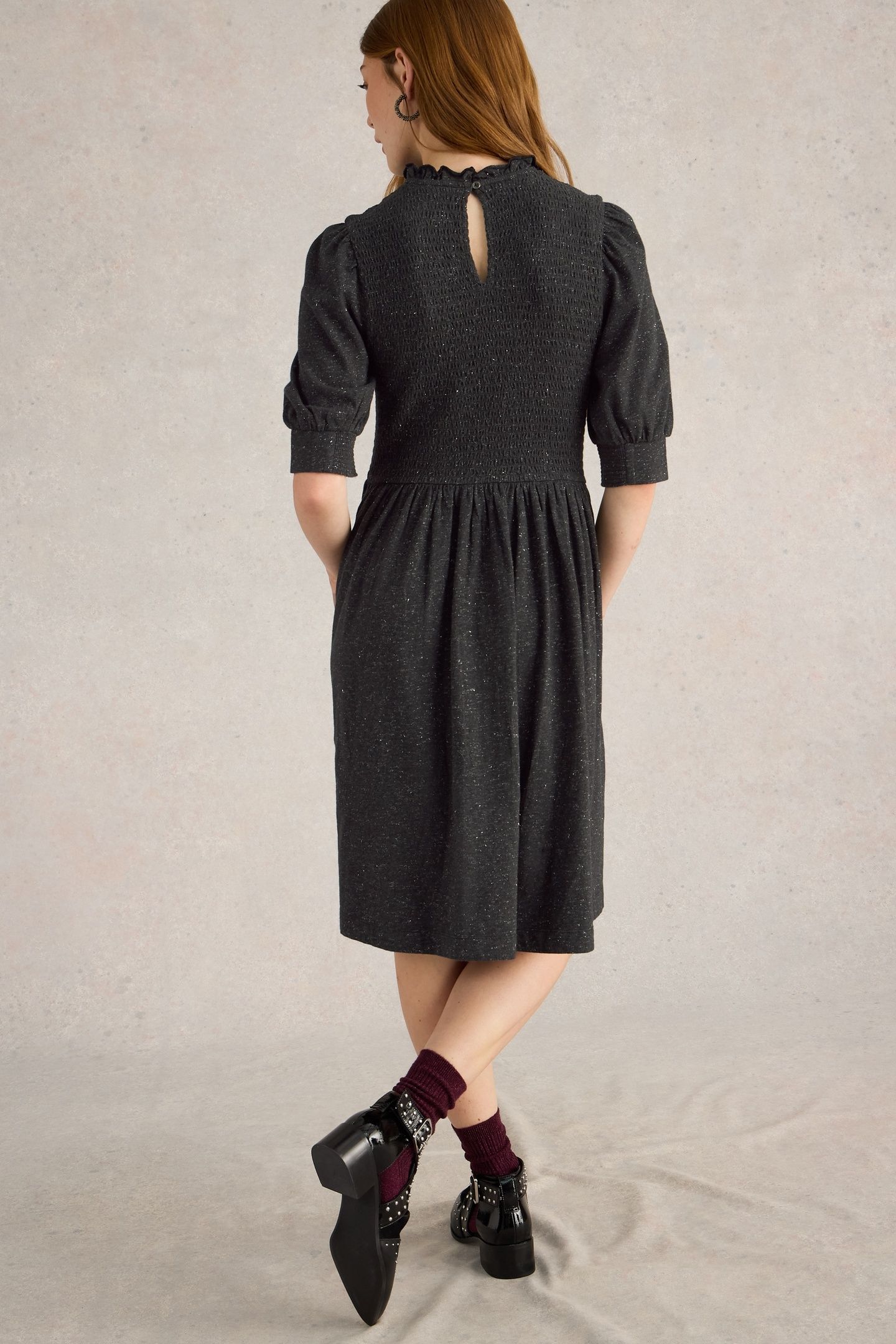 MOLLY SPARKLE JERSEY DRESS CHARC GREY 2