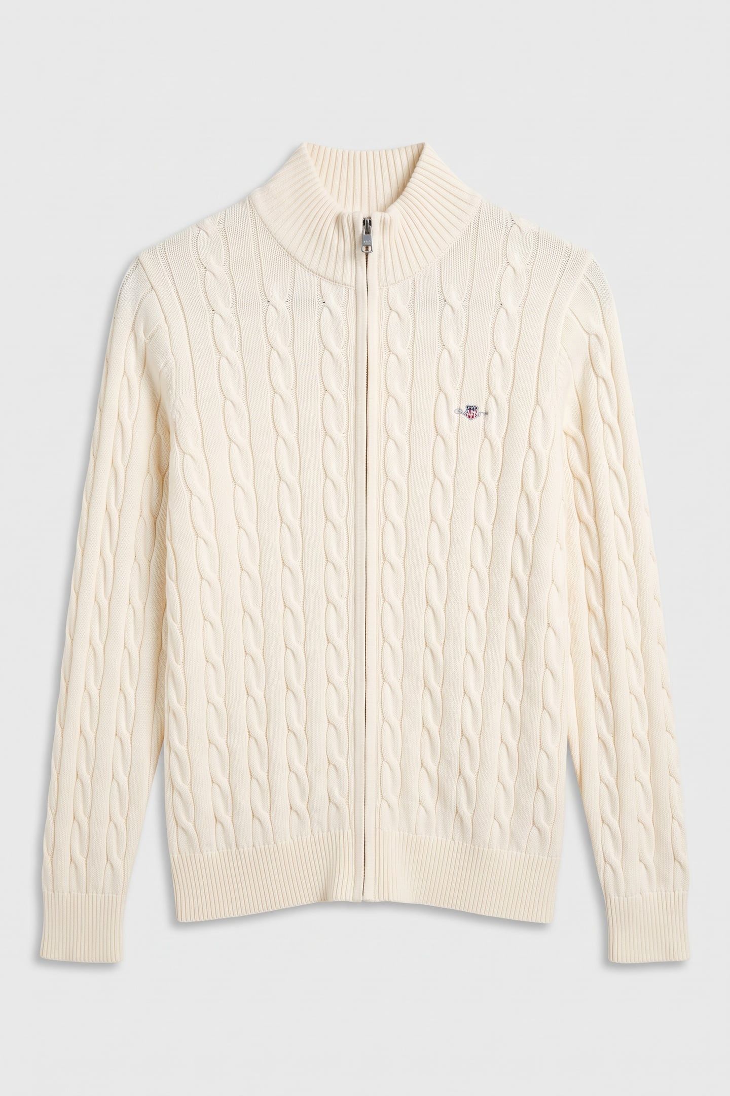 TEEN UNISEX COTTON CABLE FULL ZIP CARDIGAN CREAM 2