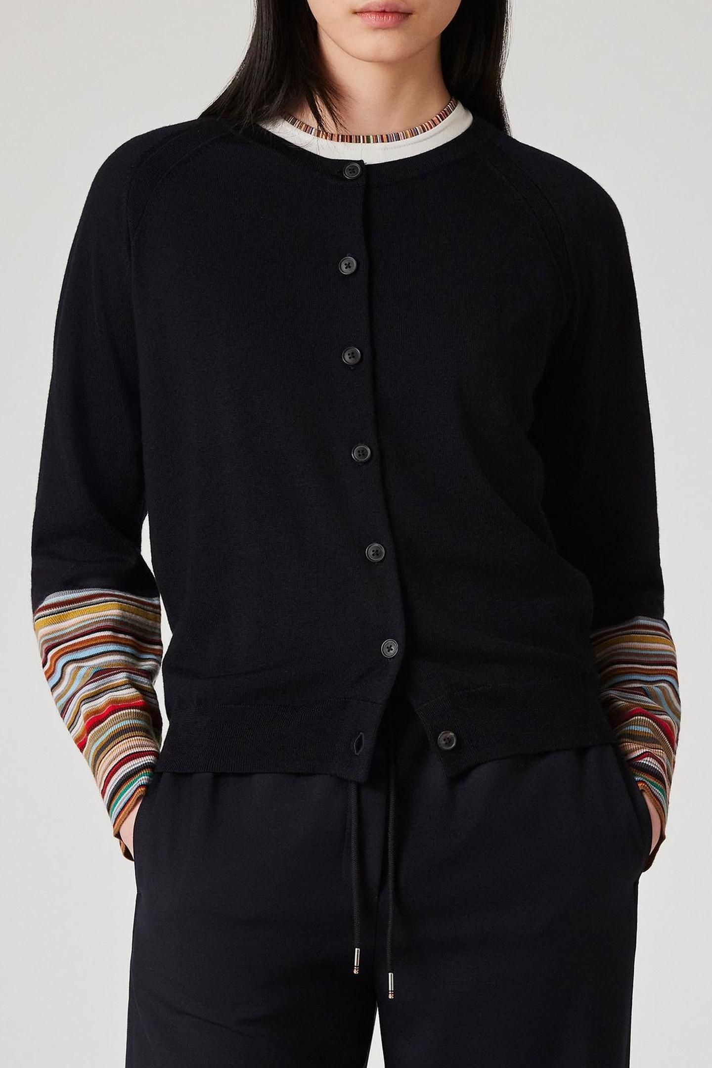 WOMENS KNITTED CARDIGAN BUTTON THRU VERY DARK NAVY 1