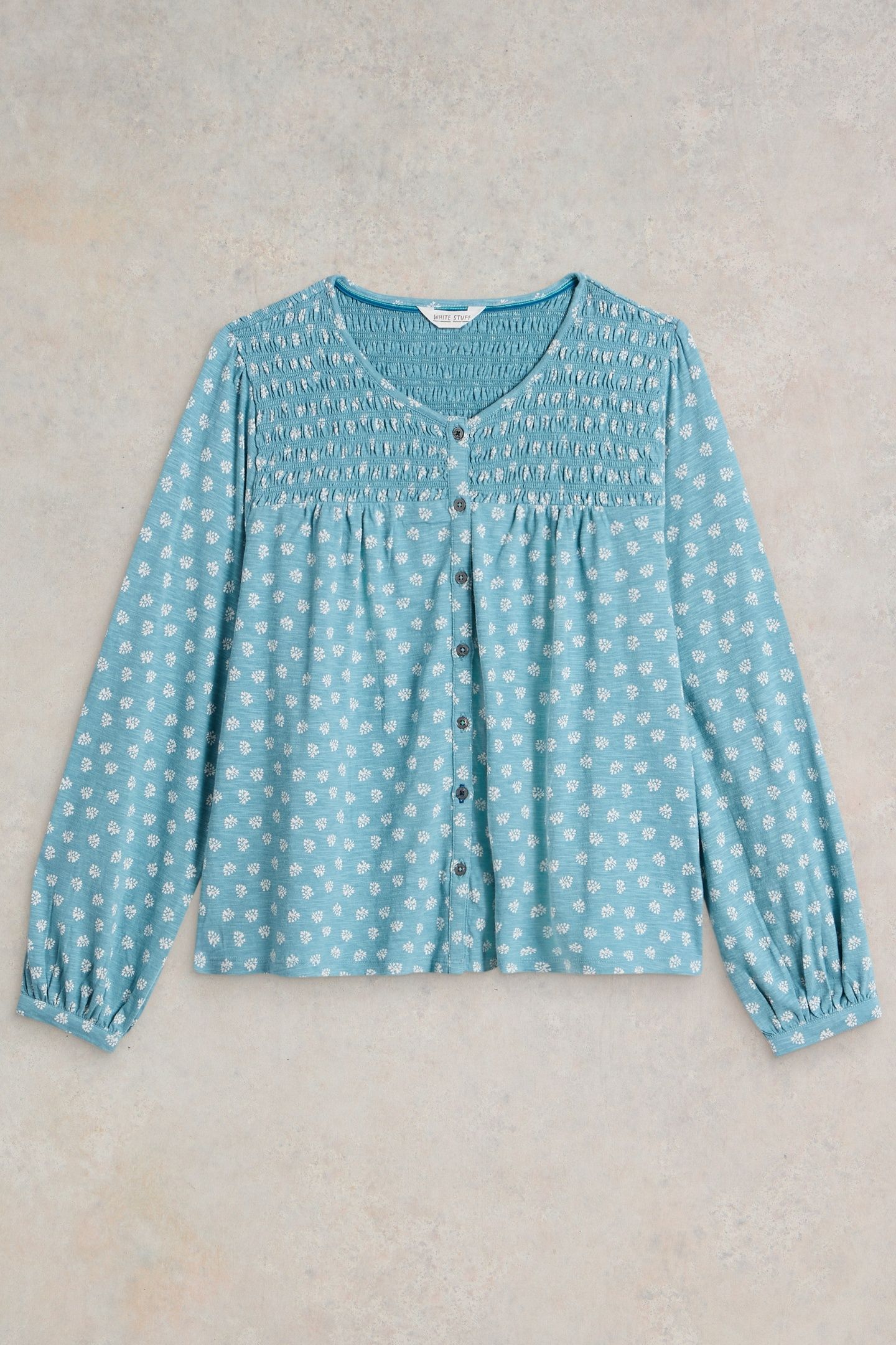 DANIELLA SHIRRED TOP BLUE PR 4